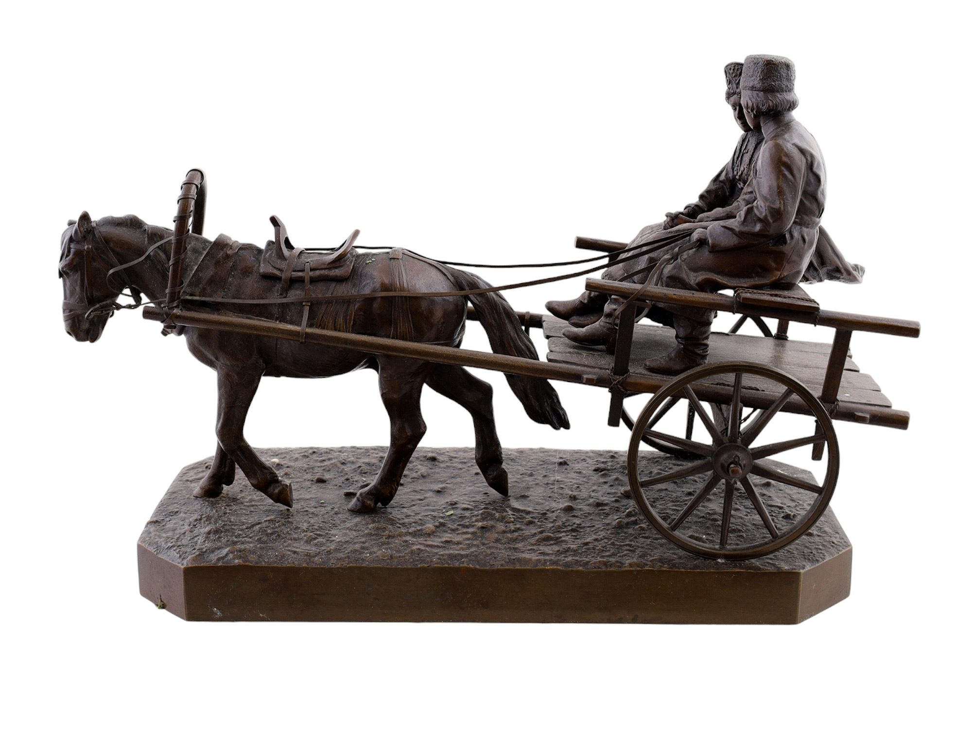 A RUSSIAN BRONZE GROUPING, A. M. WOLF, 19TH CENTURY