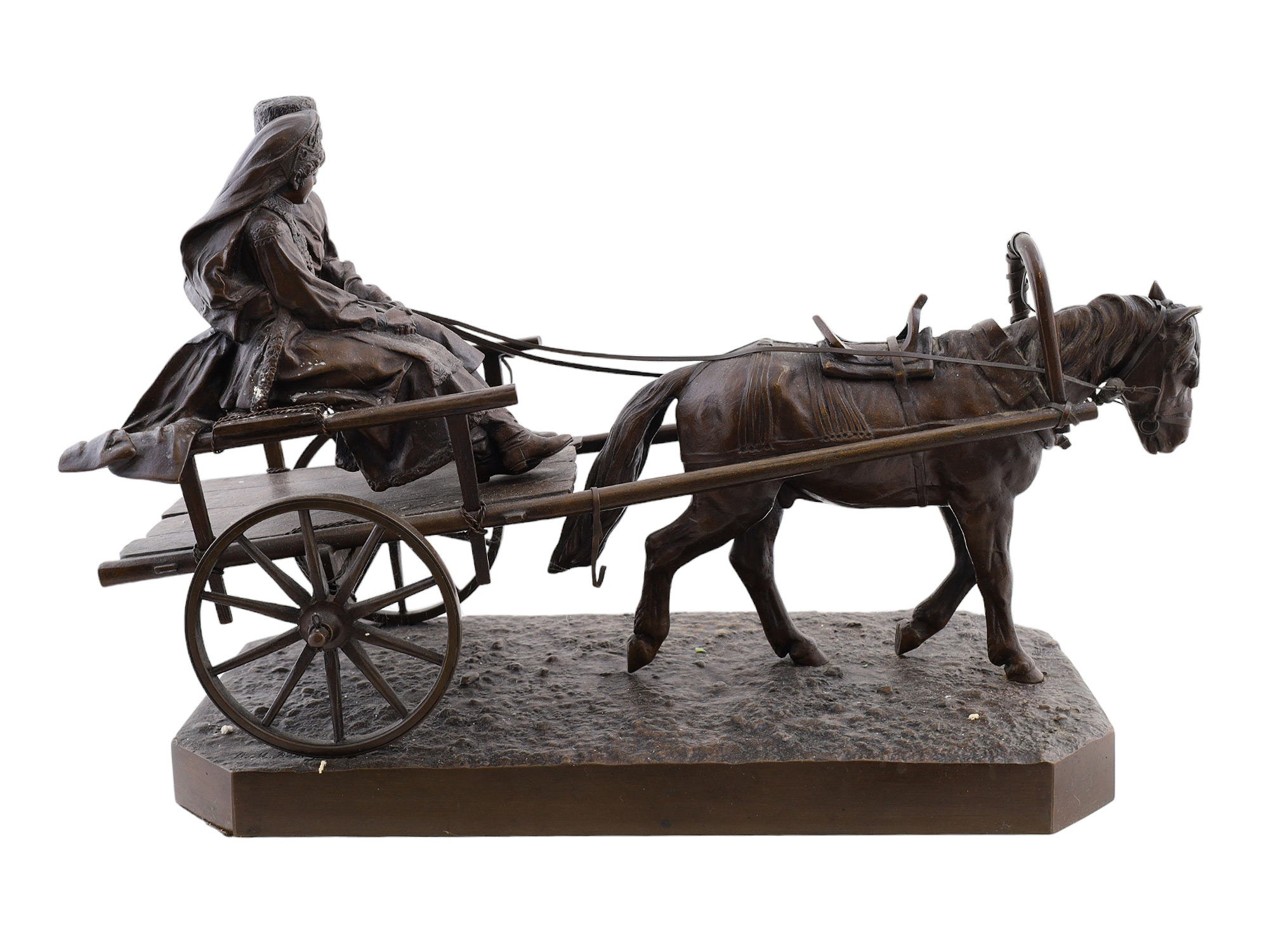 A RUSSIAN BRONZE GROUPING, A. M. WOLF, 19TH CENTURY