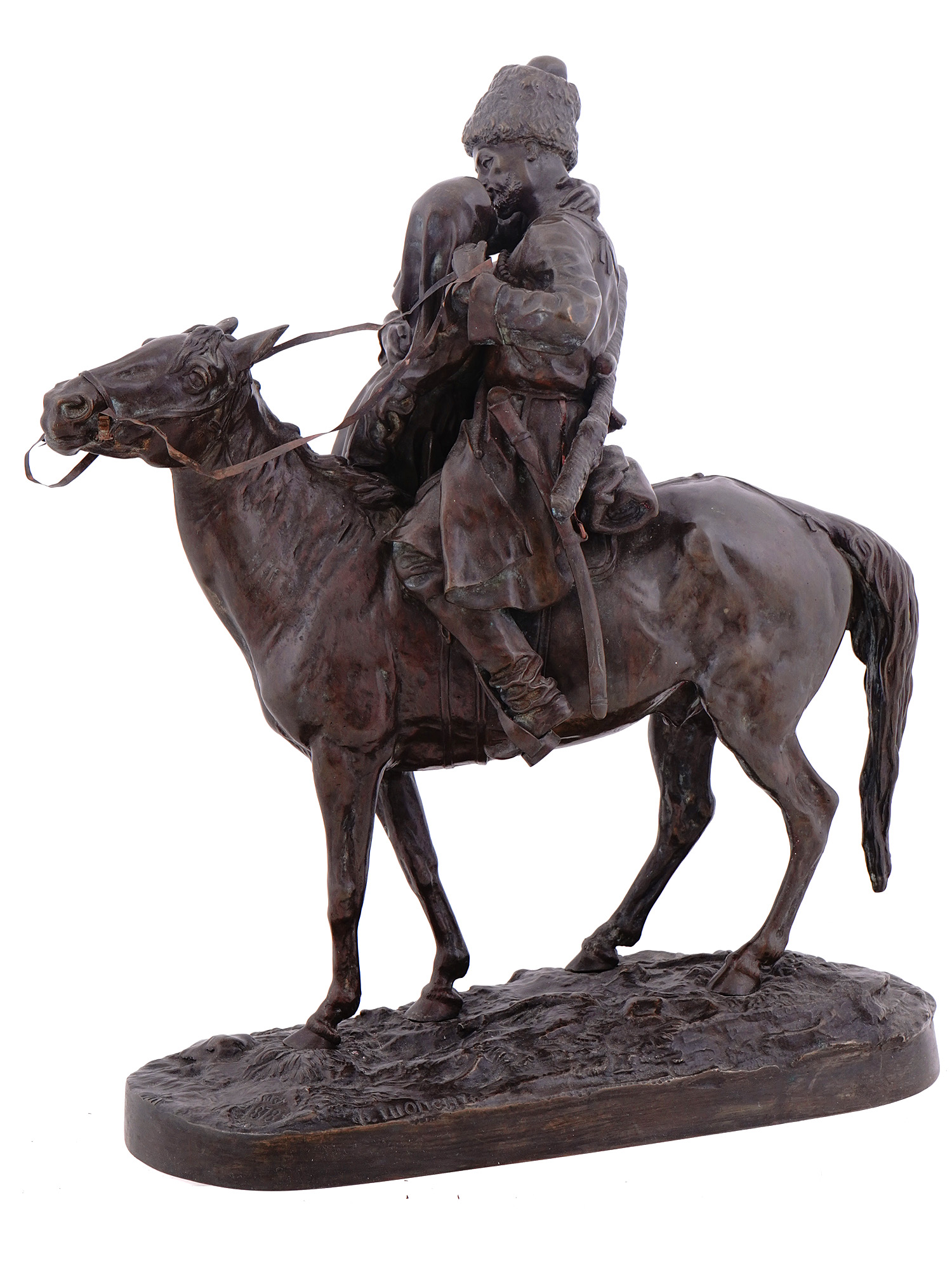 A RUSSIAN BRONZE GROUP, E. LANCERAY, 19TH CENTURY