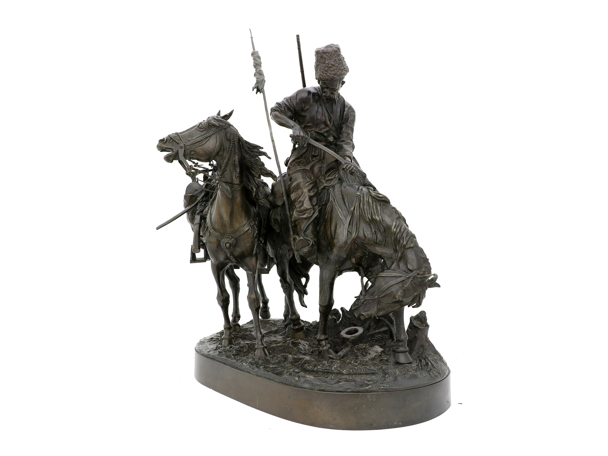 A RUSSIAN BRONZE GROUP, E. LANCERAY, 19TH CENTURY