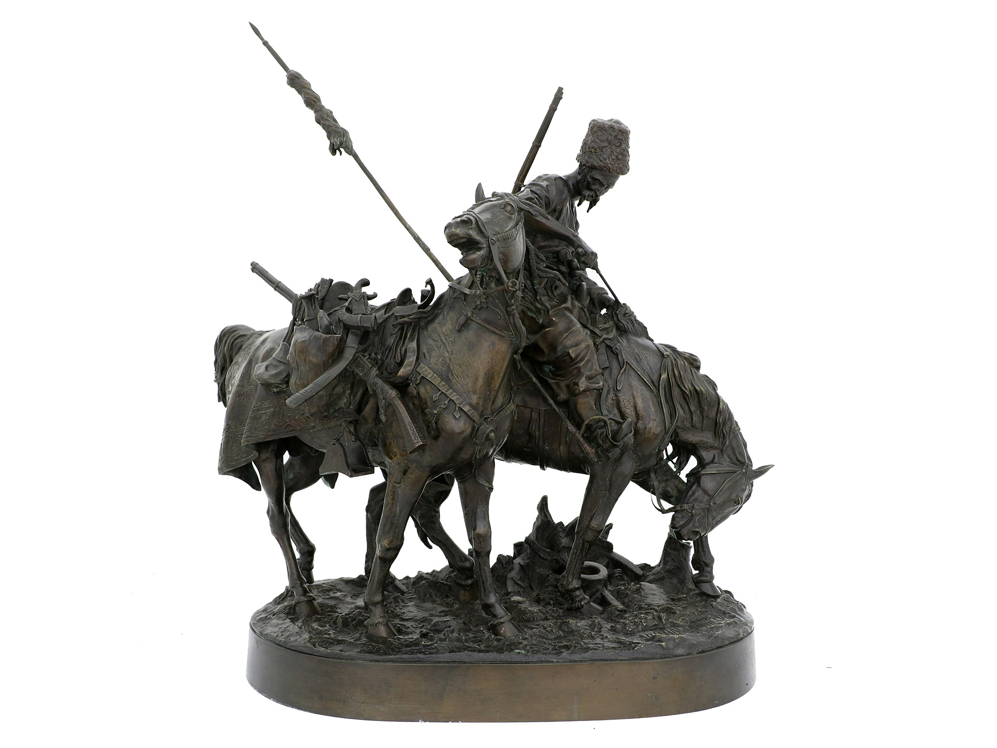 A RUSSIAN BRONZE GROUP, E. LANCERAY, 19TH CENTURY