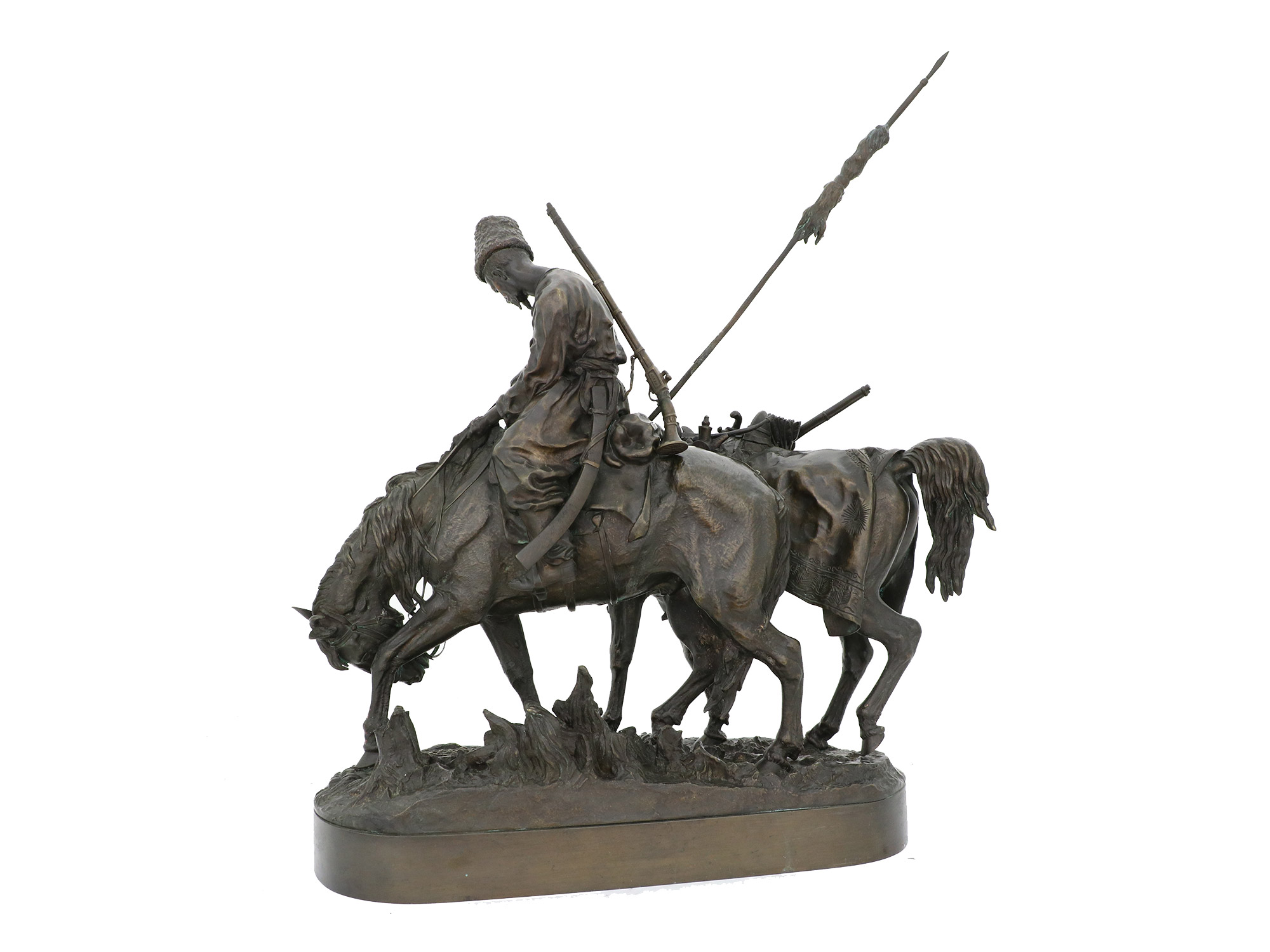 A RUSSIAN BRONZE GROUP, E. LANCERAY, 19TH CENTURY