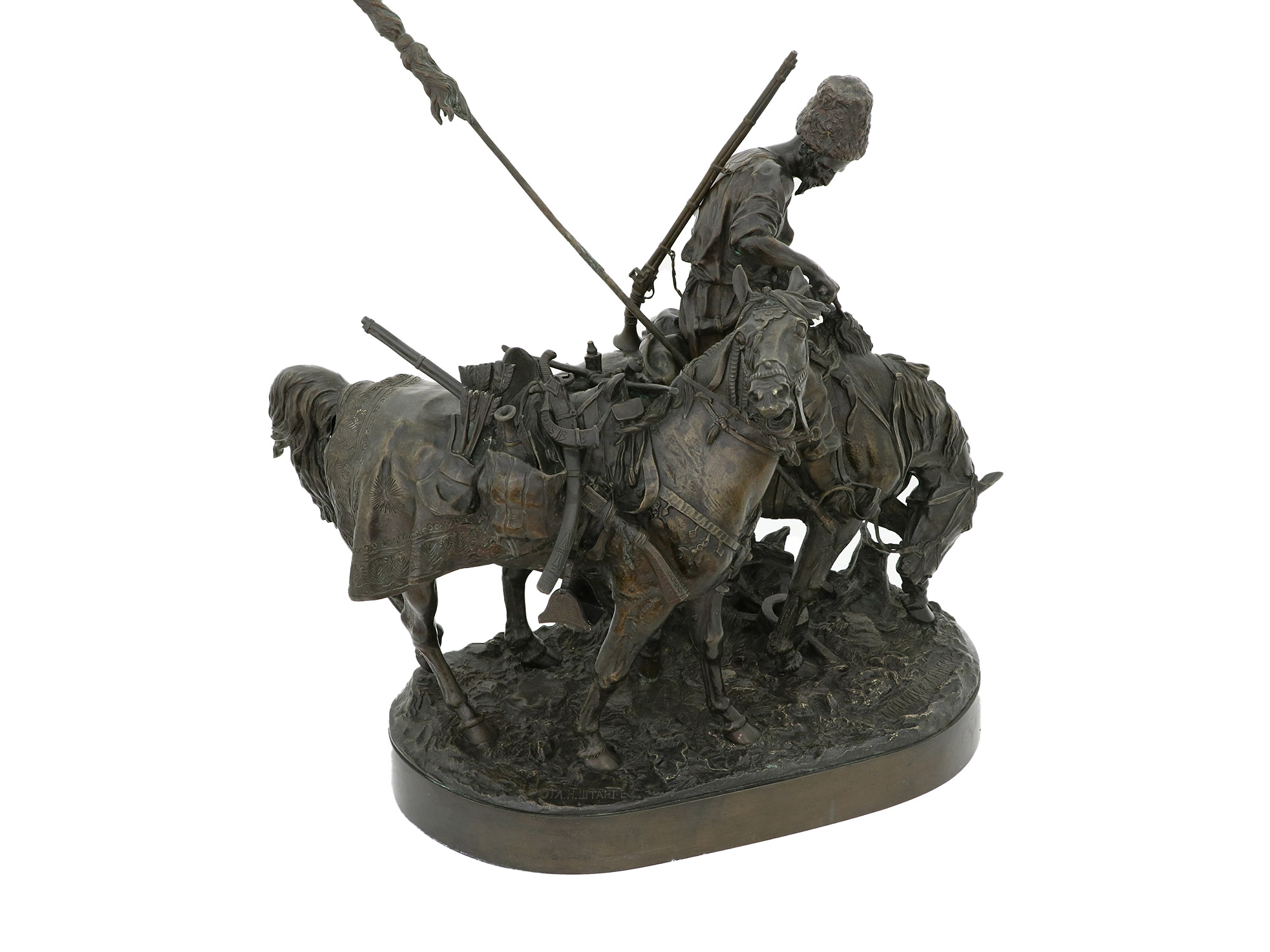 A RUSSIAN BRONZE GROUP, E. LANCERAY, 19TH CENTURY
