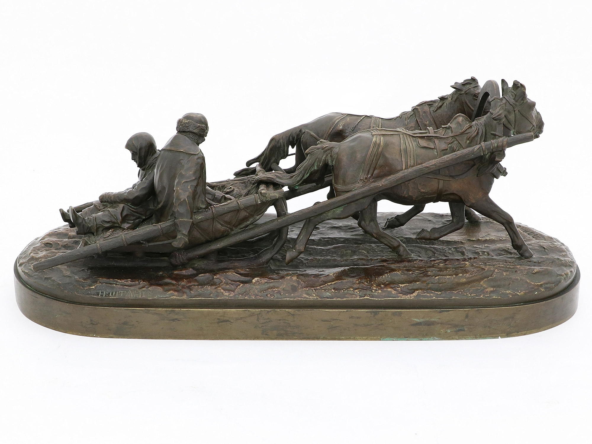 A RUSSIAN BRONZE GROUP, E. LANCERAY, 19TH CENTURY