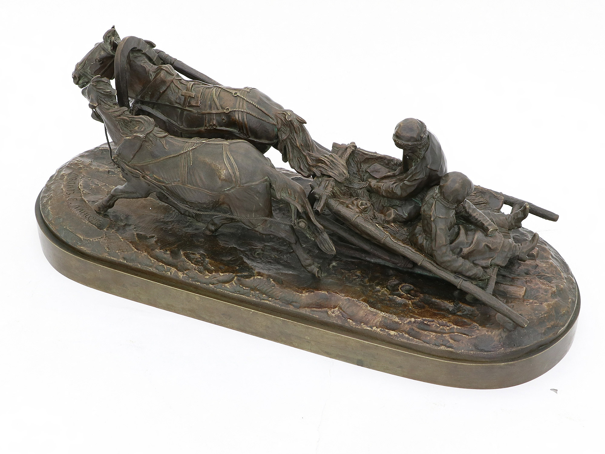 A RUSSIAN BRONZE GROUP, E. LANCERAY, 19TH CENTURY
