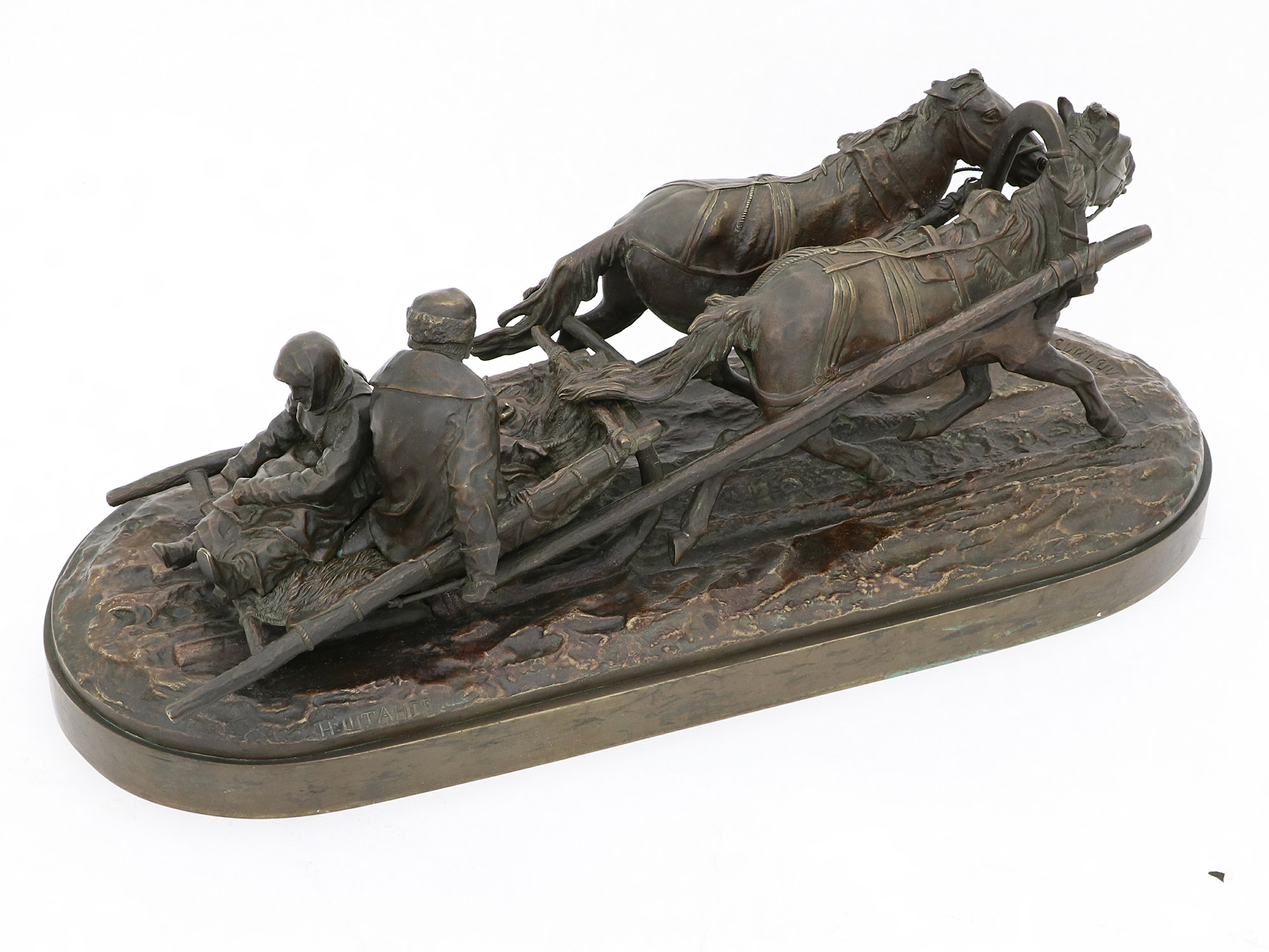 A RUSSIAN BRONZE GROUP, E. LANCERAY, 19TH CENTURY