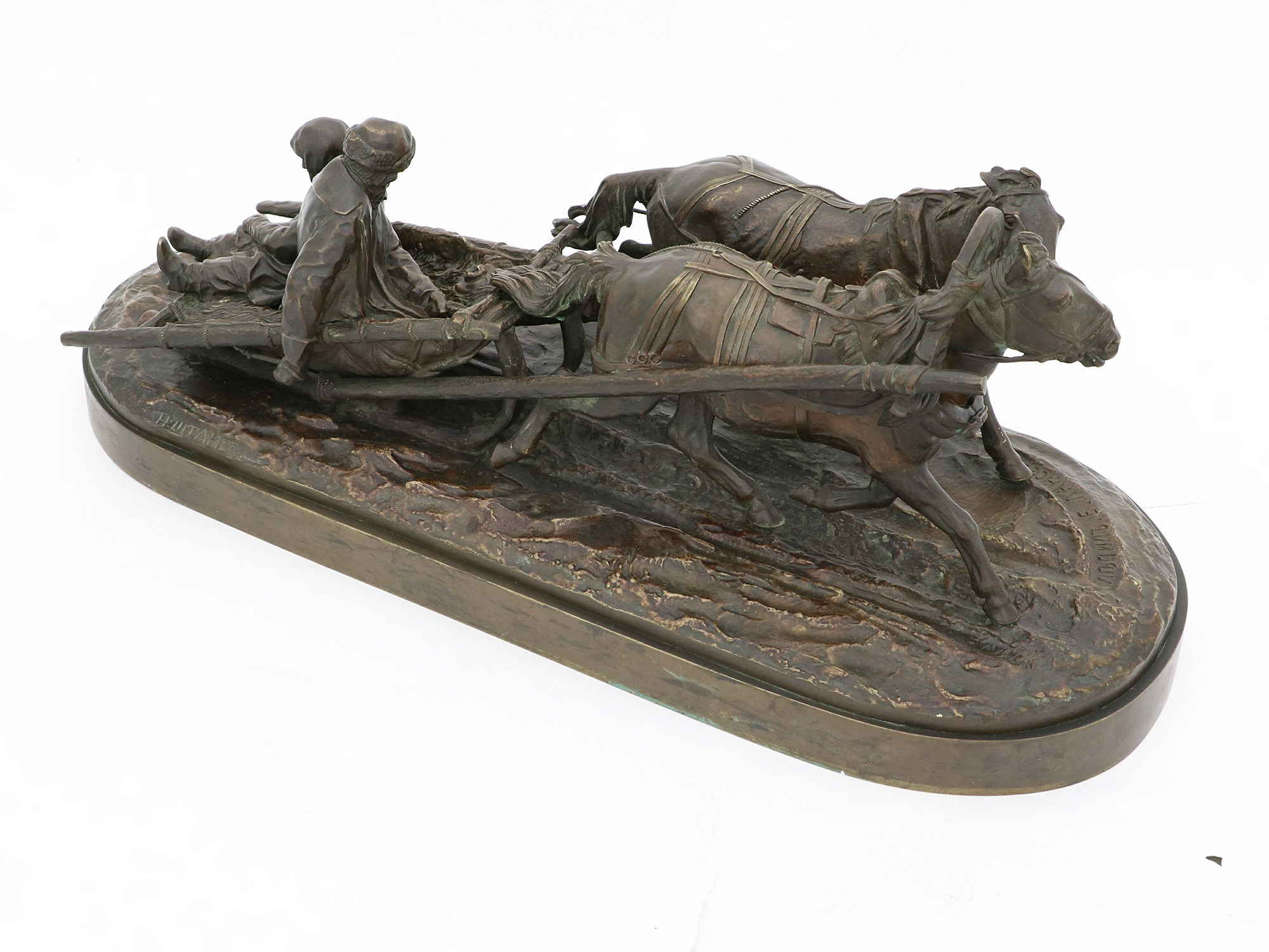 A RUSSIAN BRONZE GROUP, E. LANCERAY, 19TH CENTURY