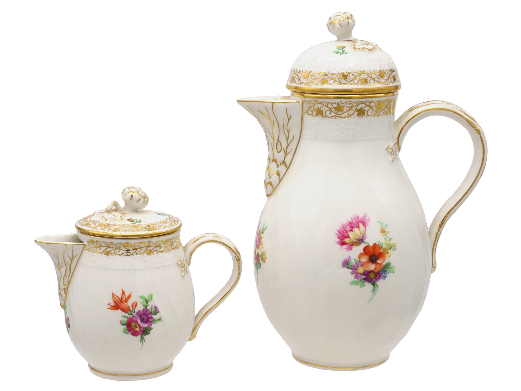 A KPM BERLIN HAND-PAINTED PORCELAIN COFFEE SERVICE