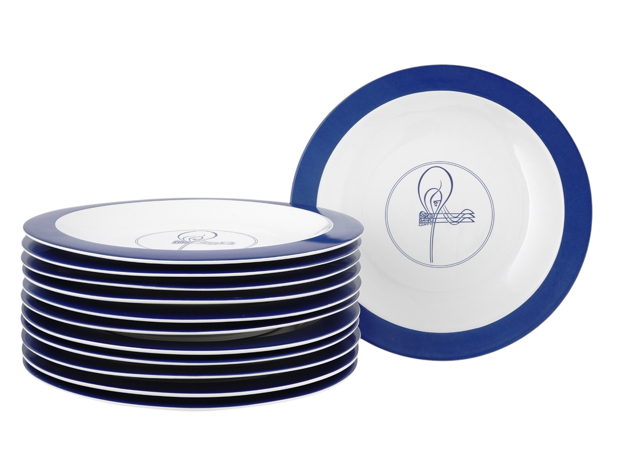 12 TURKISH UPS SUMERBANK FINE PORCELAIN DINNER PLATES WITH TUGHRA