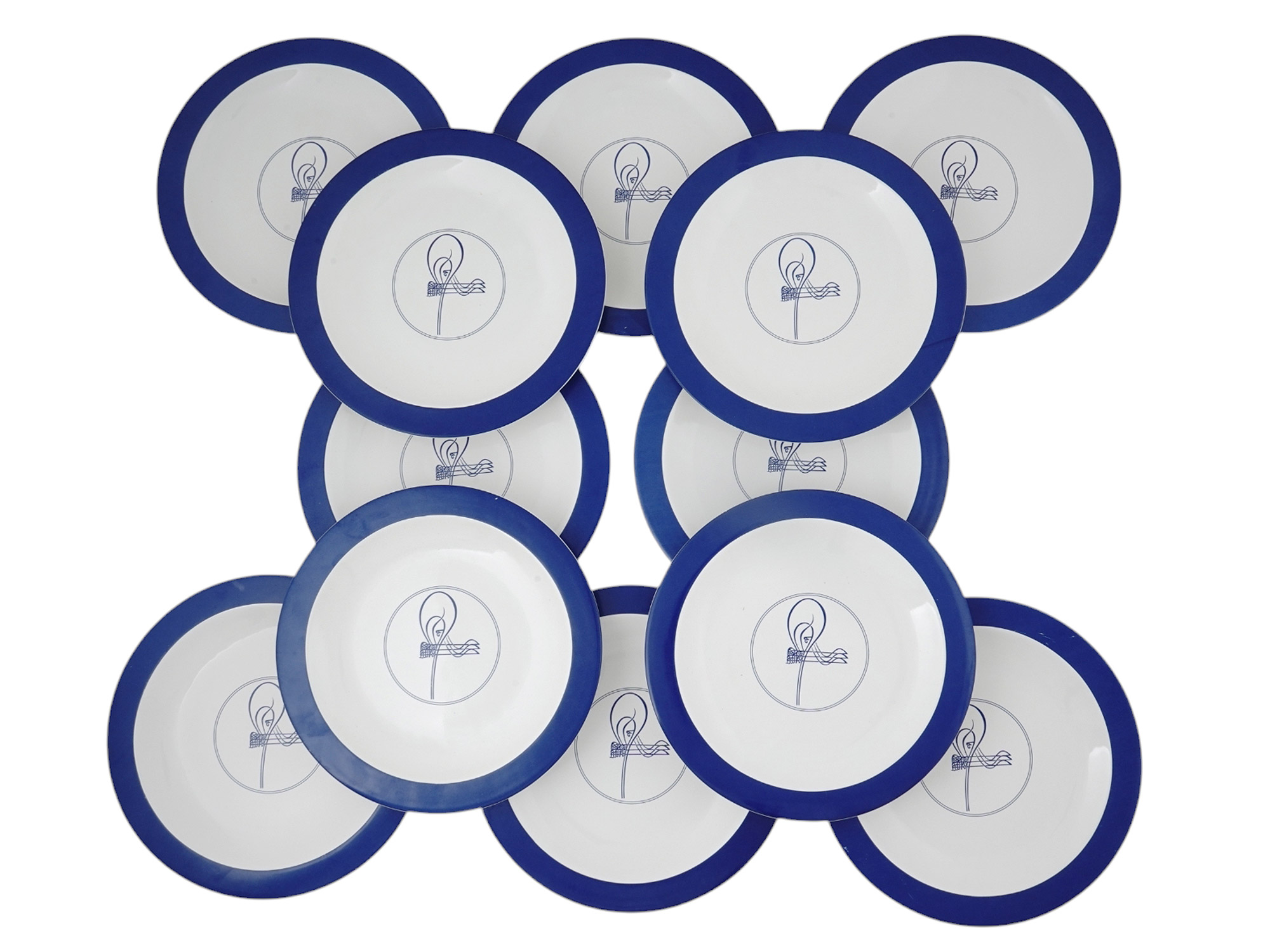 12 TURKISH UPS SUMERBANK FINE PORCELAIN DINNER PLATES WITH TUGHRA