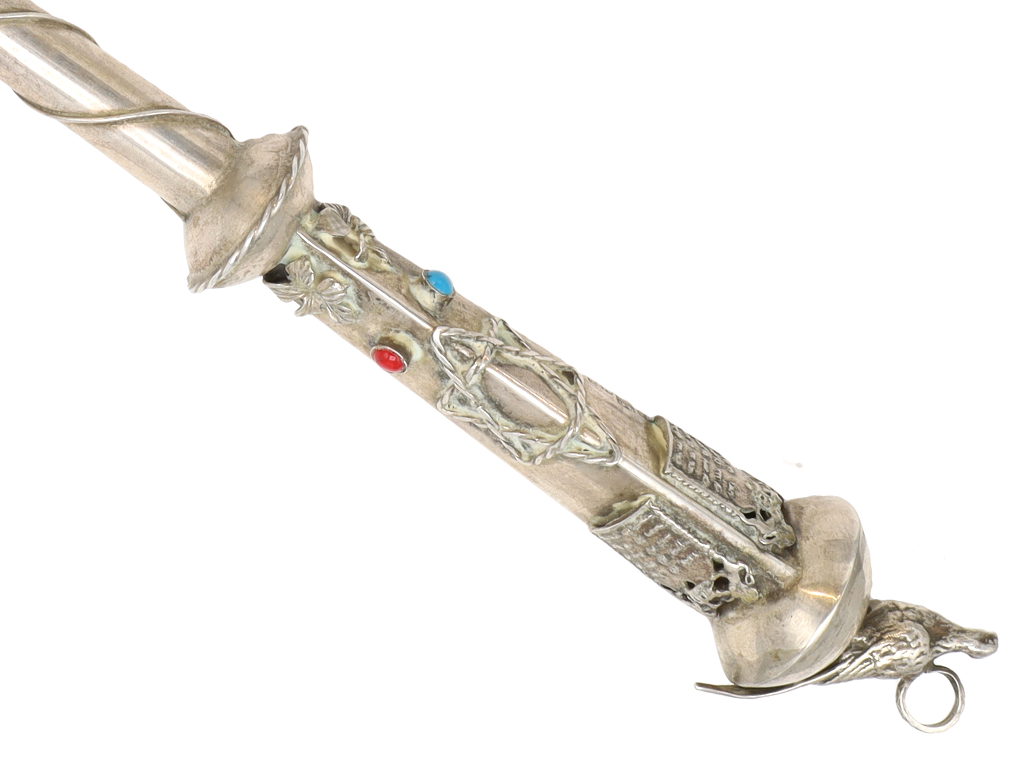A RUSSIAN SILVER AND GEM-SET TORAH POINTER (YAD), BEARING MOSCOW 1873 MARKS