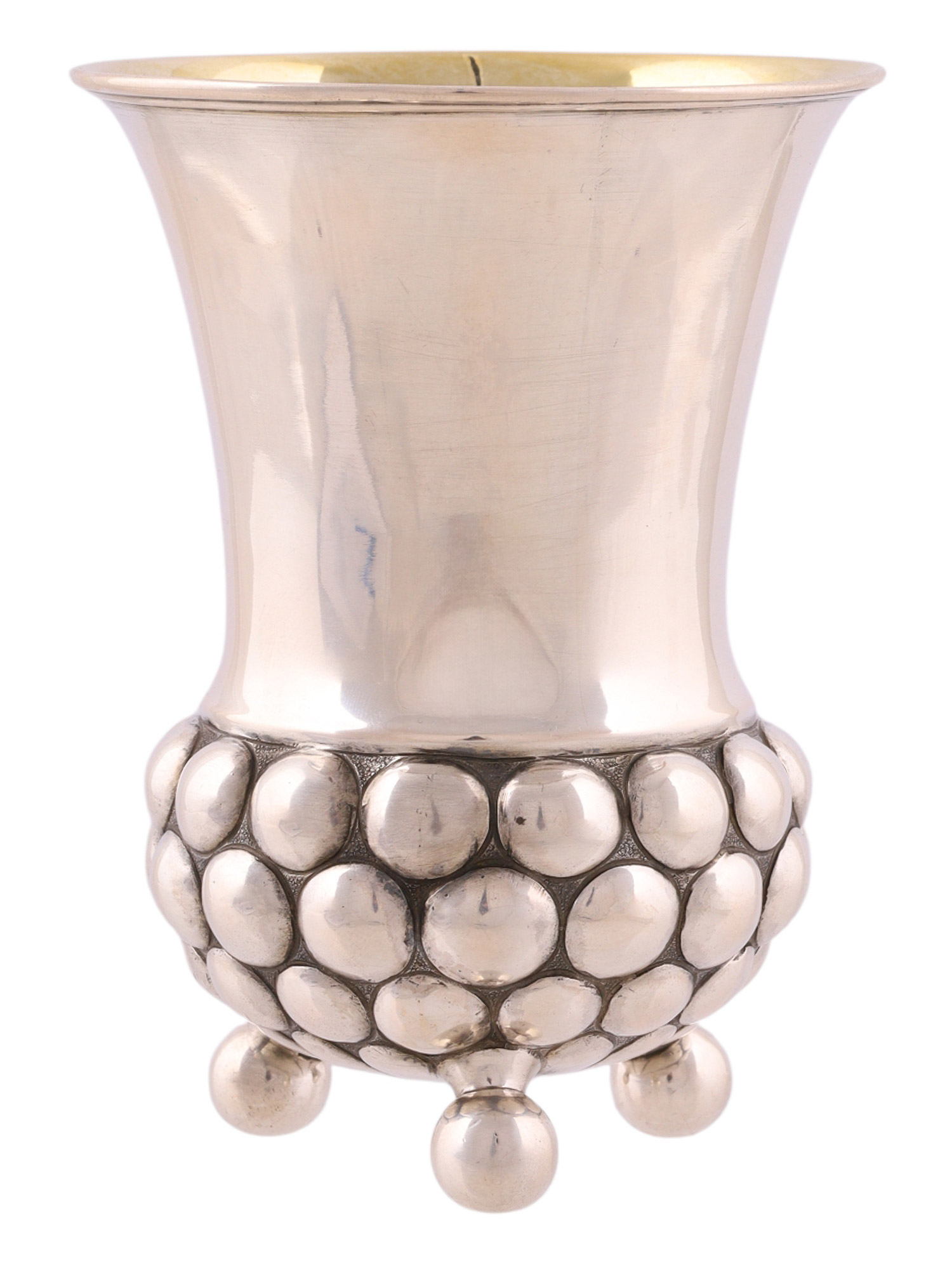 A GILT-SILVER BALL-FEET GOBLET, 19TH CENTURY