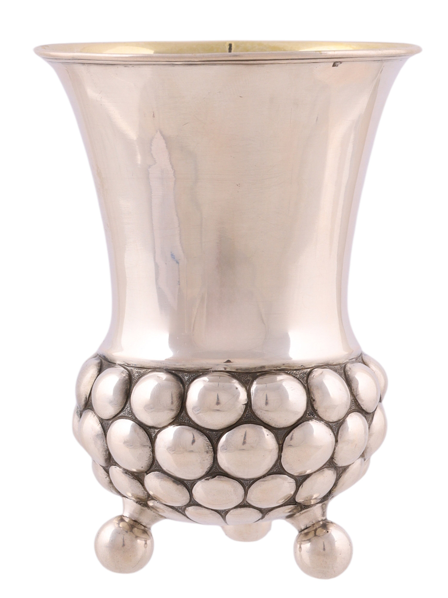 A GILT-SILVER BALL-FEET GOBLET, 19TH CENTURY