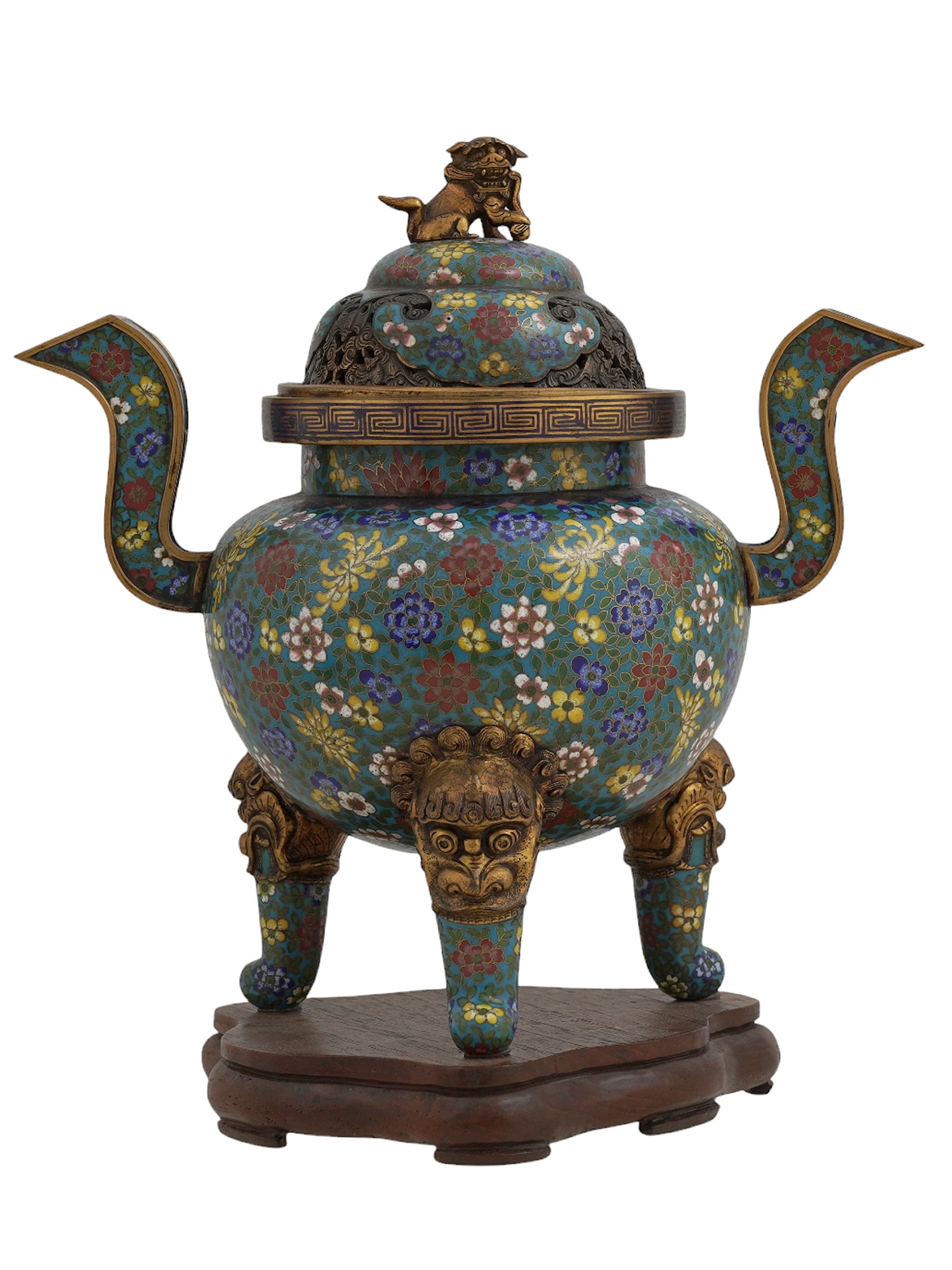 A CHINESE CLOISONNÉ ENAMEL INCENSE BURNER, 19TH CEN.