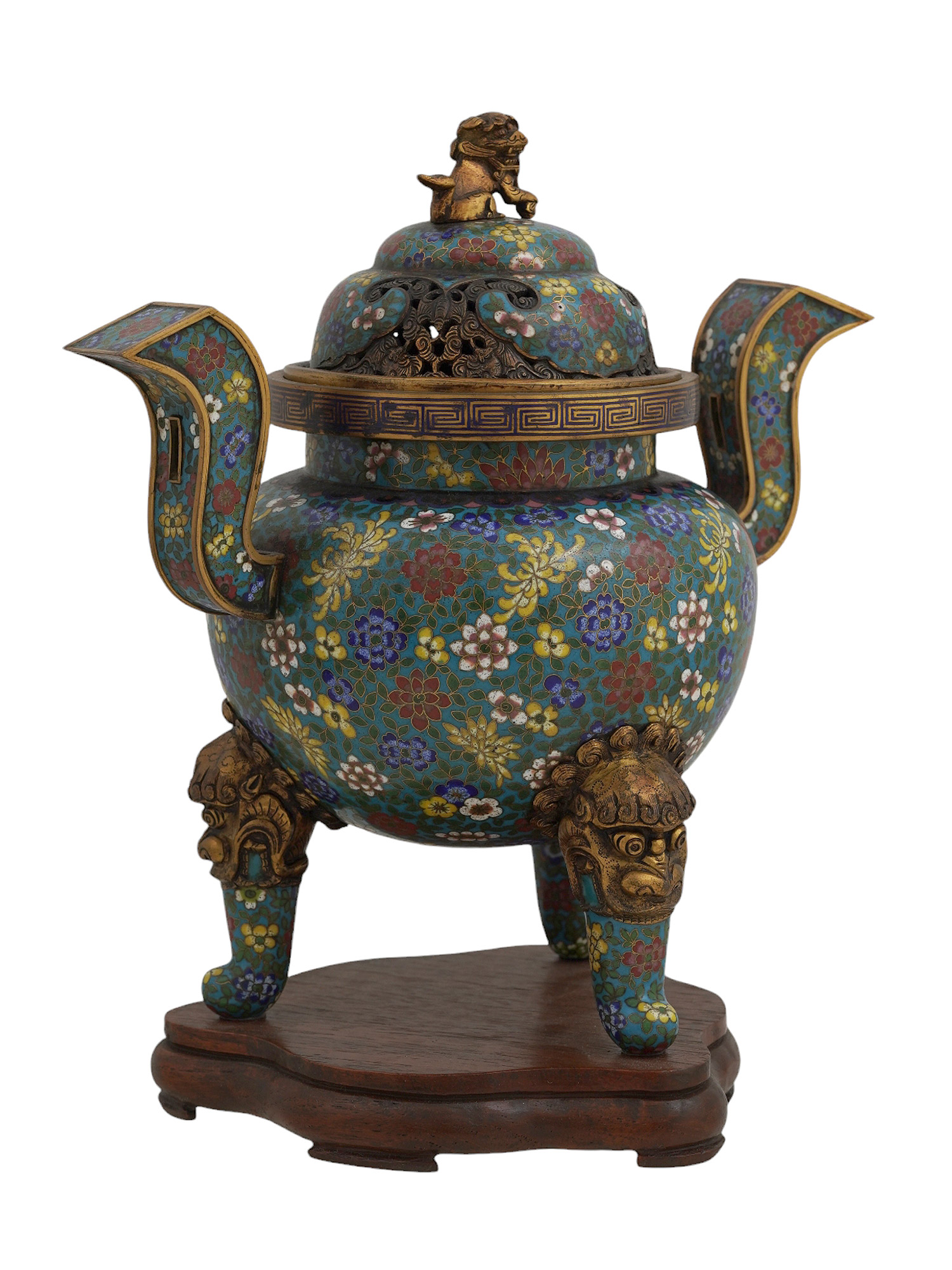 A CHINESE CLOISONNÉ ENAMEL INCENSE BURNER, 19TH CEN.
