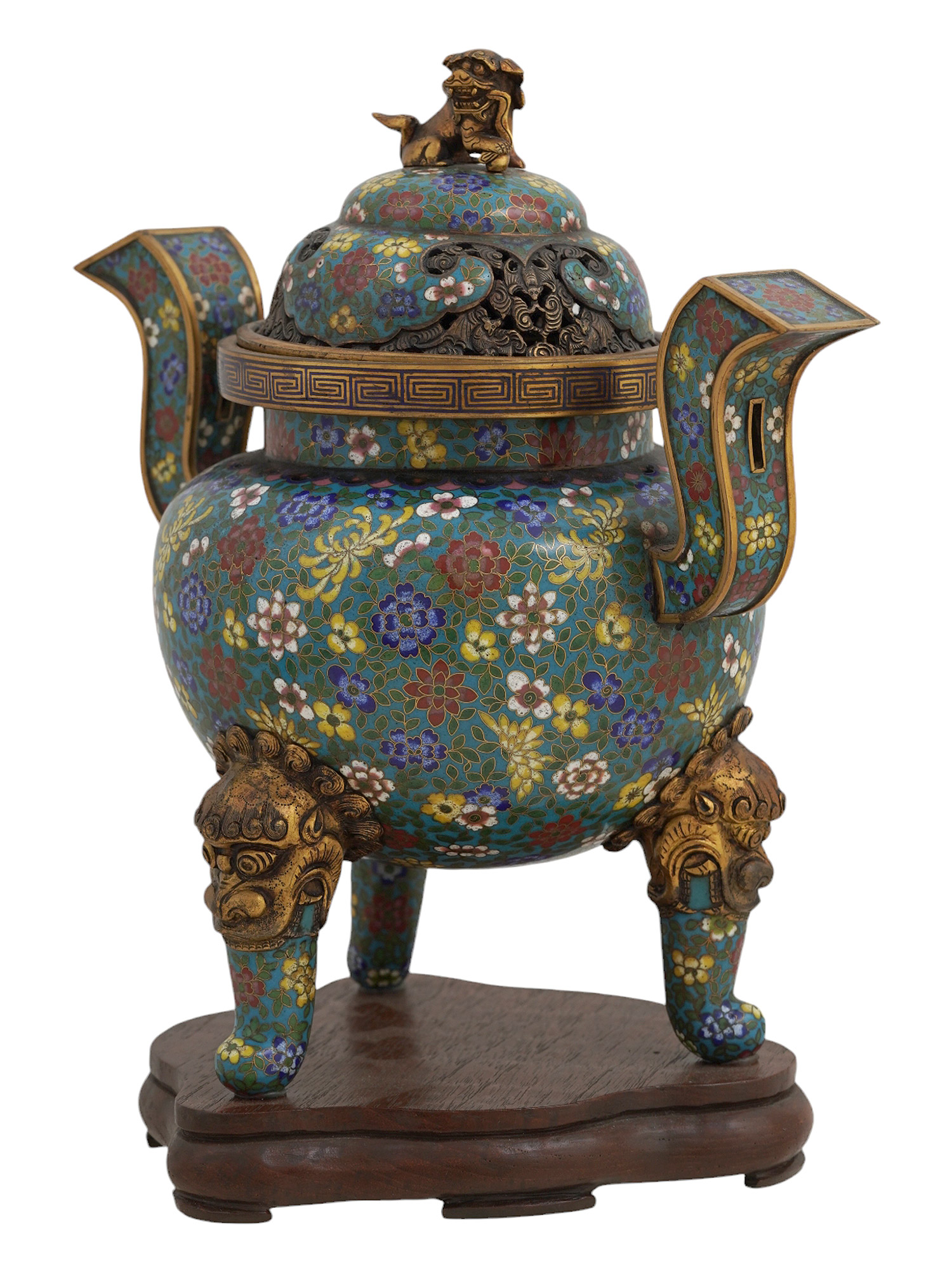 A CHINESE CLOISONNÉ ENAMEL INCENSE BURNER, 19TH CEN.