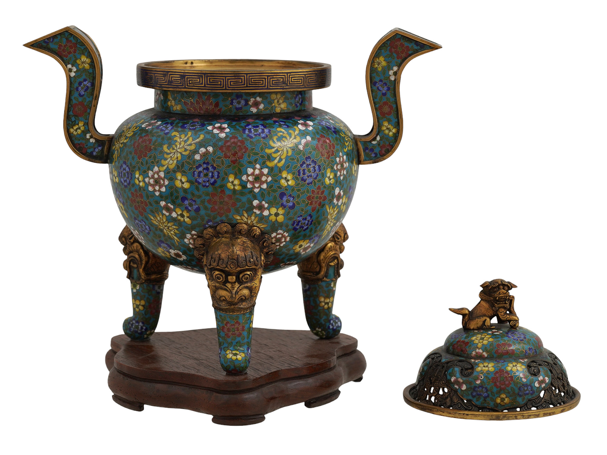 A CHINESE CLOISONNÉ ENAMEL INCENSE BURNER, 19TH CEN.