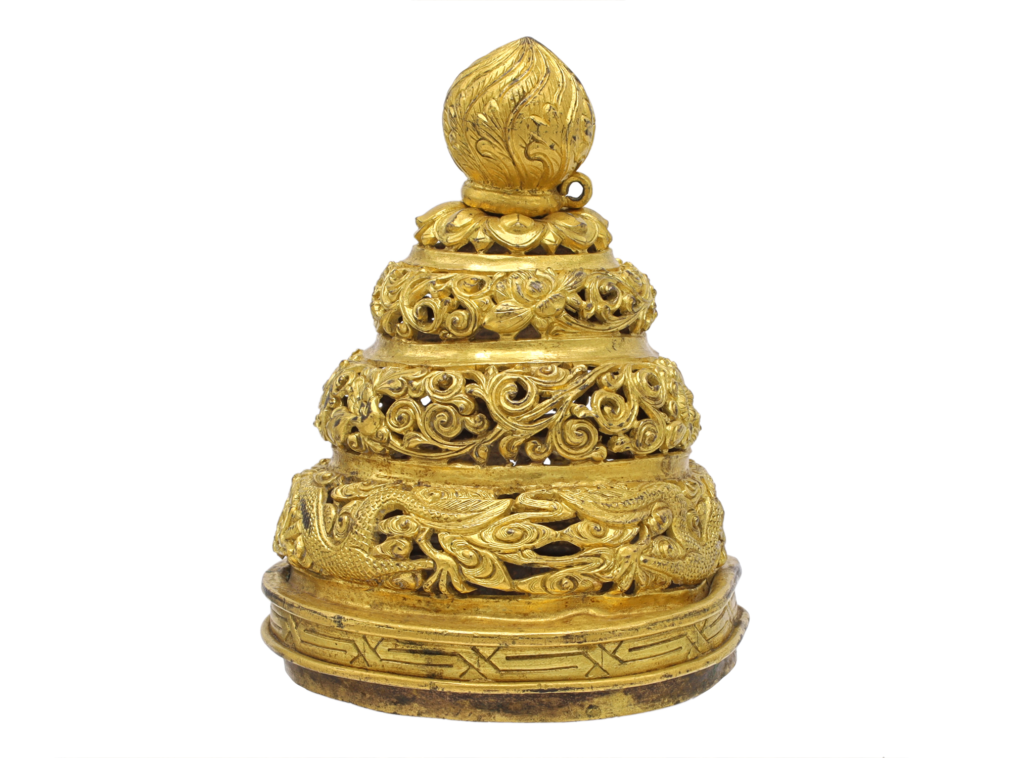 A CHINESE GILT-BRONZE OPENWORK CENSER LID, QING DYNASTY, 18TH-19TH CENTURY