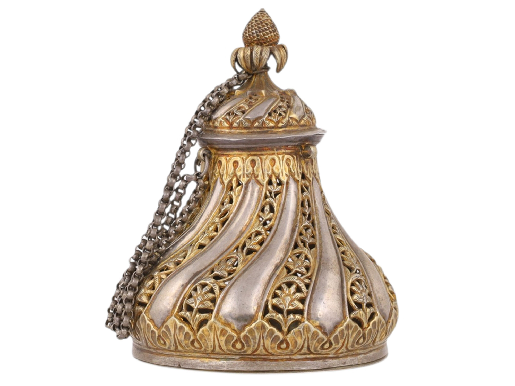 A GILT-SILVER TURKISH (OTTOMAN) INCENSE BURNER, 19TH CENTURY
