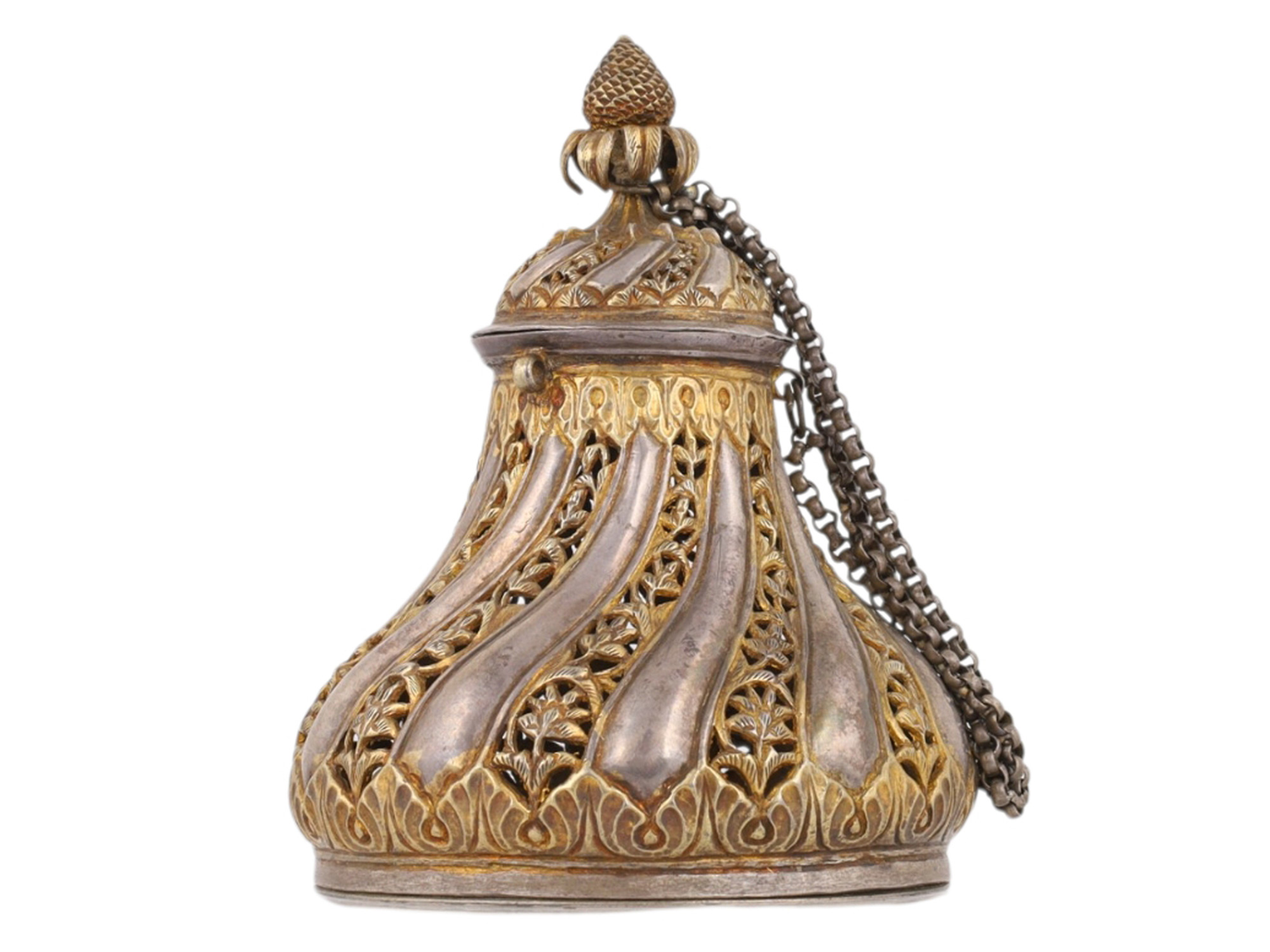 A GILT-SILVER TURKISH (OTTOMAN) INCENSE BURNER, 19TH CENTURY