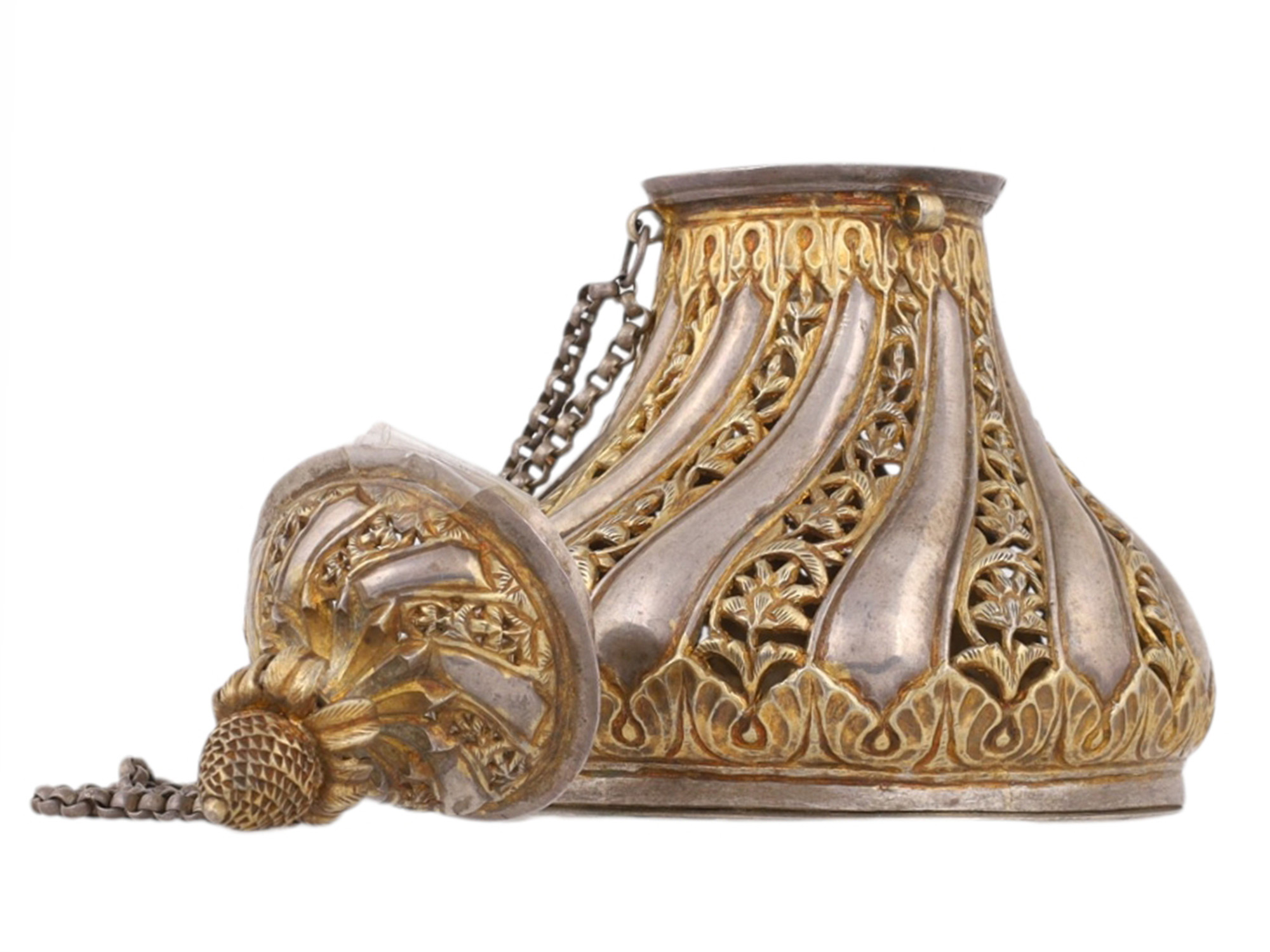 A GILT-SILVER TURKISH (OTTOMAN) INCENSE BURNER, 19TH CENTURY