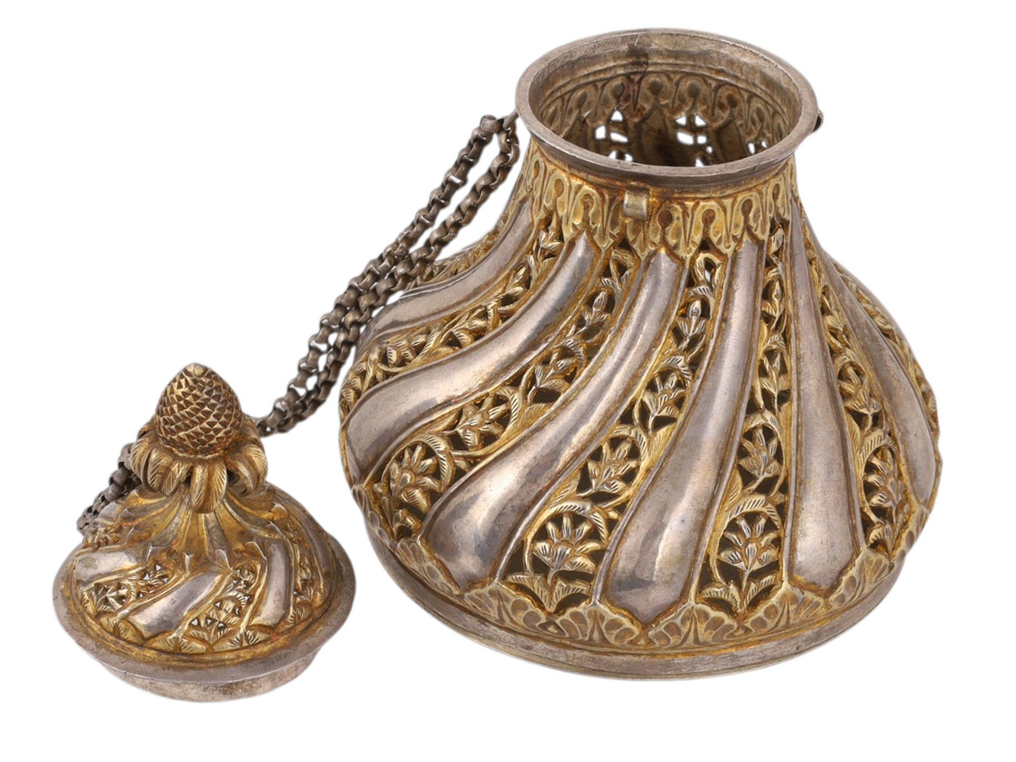 A GILT-SILVER TURKISH (OTTOMAN) INCENSE BURNER, 19TH CENTURY