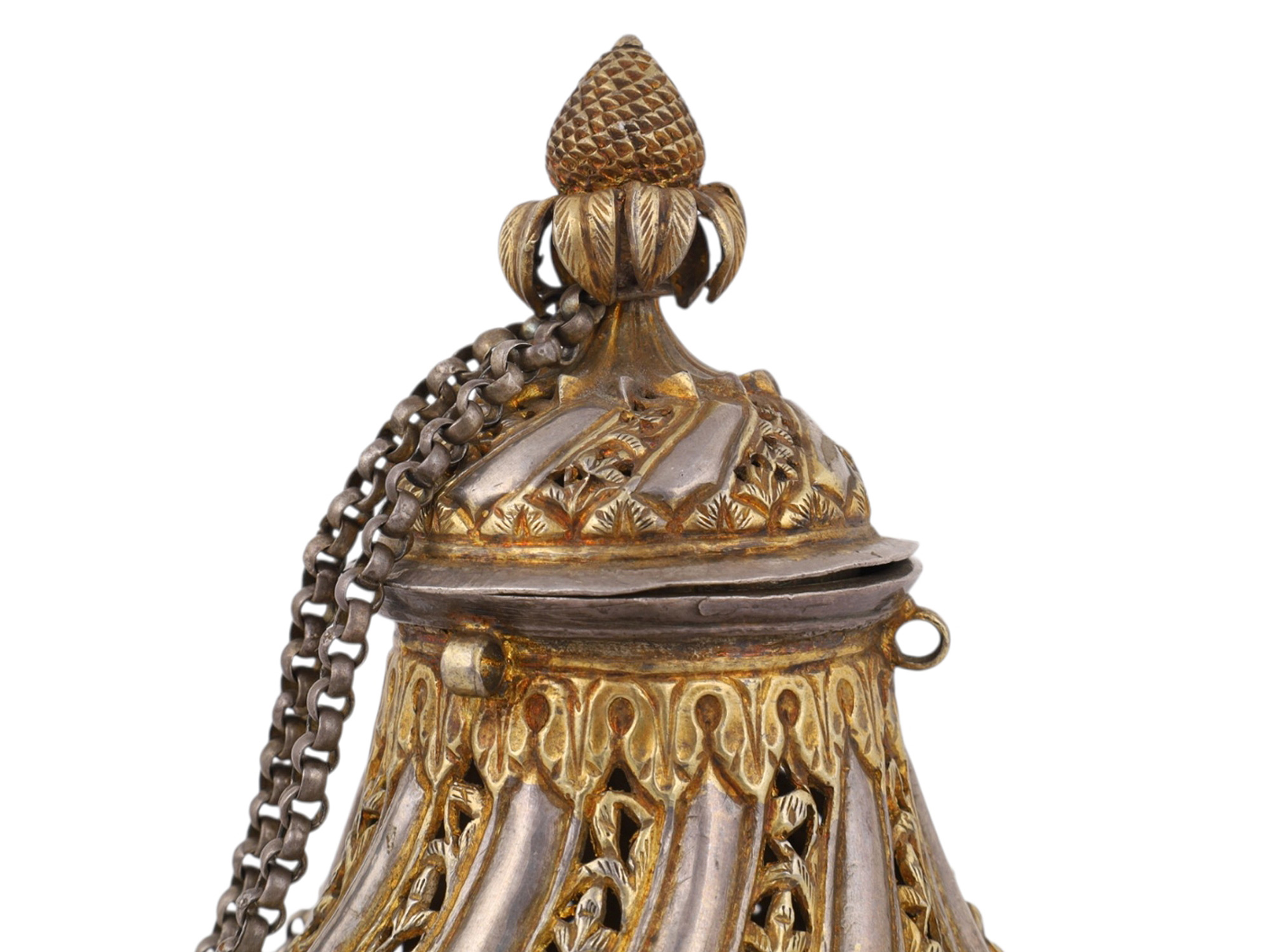 A GILT-SILVER TURKISH (OTTOMAN) INCENSE BURNER, 19TH CENTURY