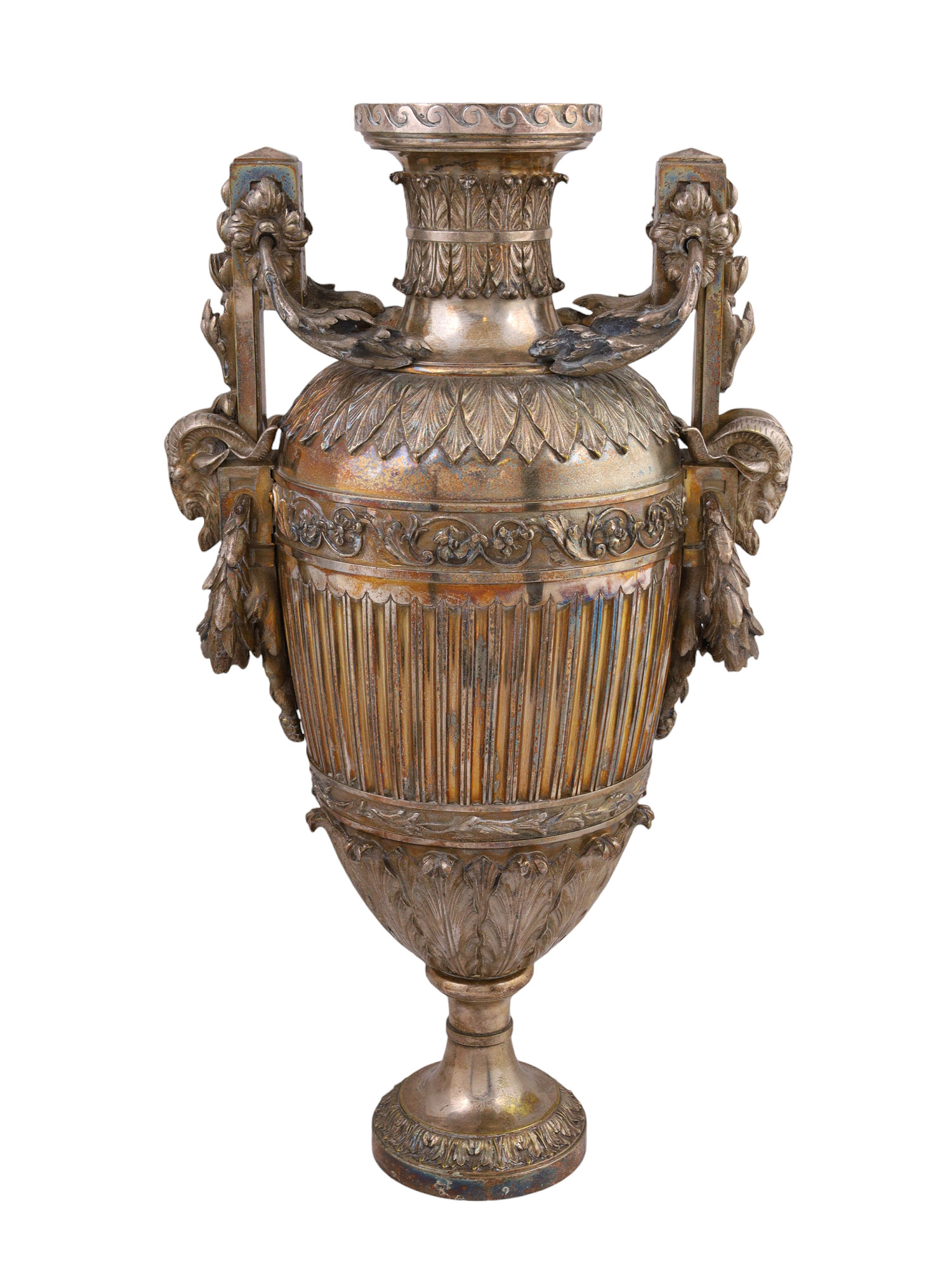 A LARGE NEOCLASSICAL SILVERED-BRONZE VASE, 19TH CENTURY