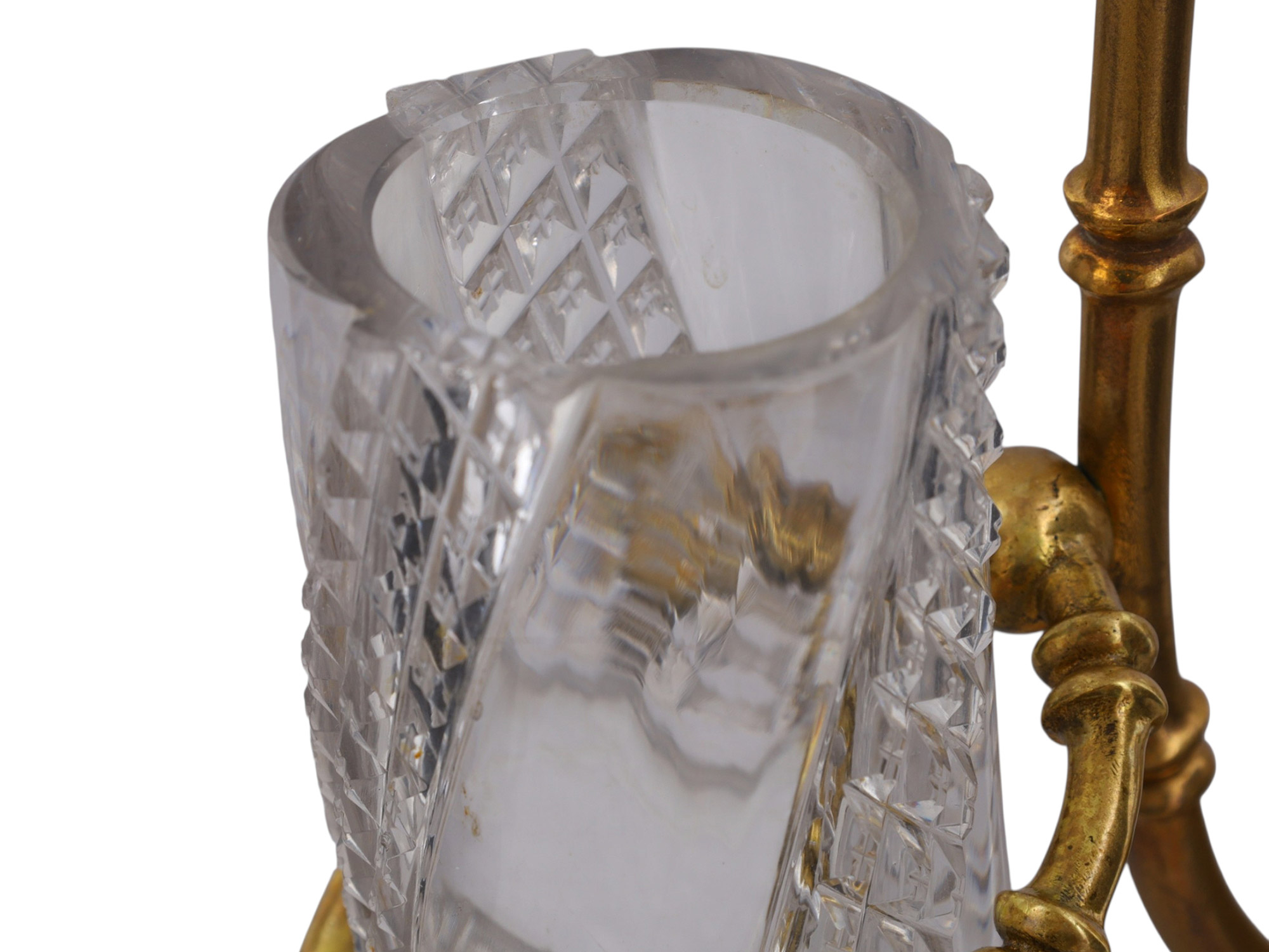 A GILT-BRONZE-MOUNTED BACCARAT CUT-CRYSTAL CORNUCOPIA VASE