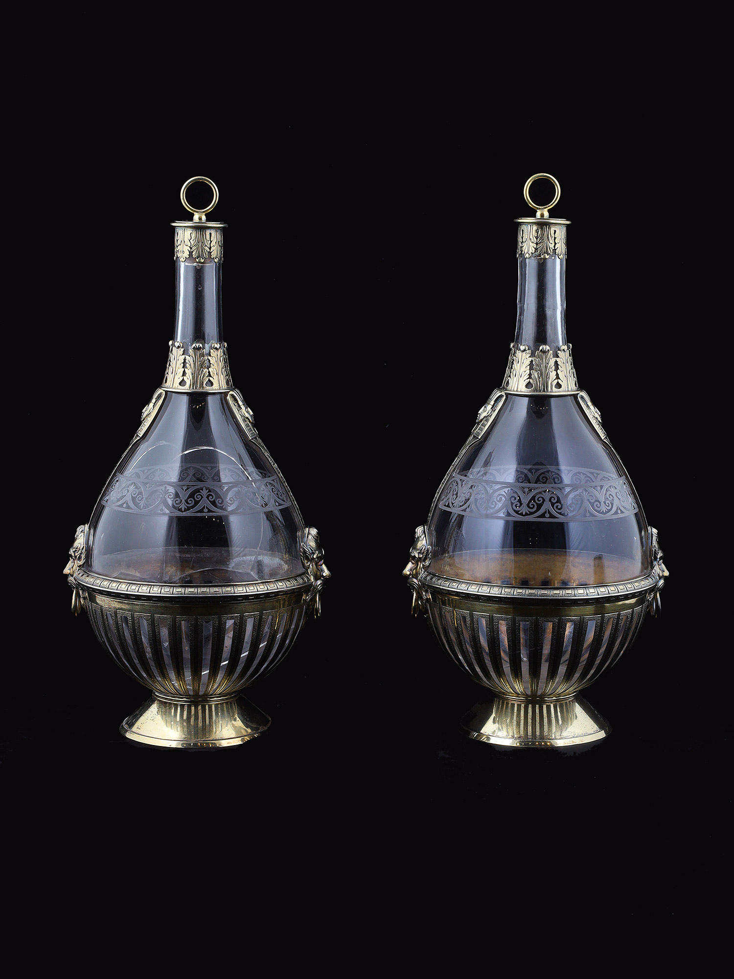 A VICTORIAN GILT-SILVER-MOUNTED DECANTER, WITH TRADE HALLMARKS BY GEORGE FOX, LONDON, 1872
