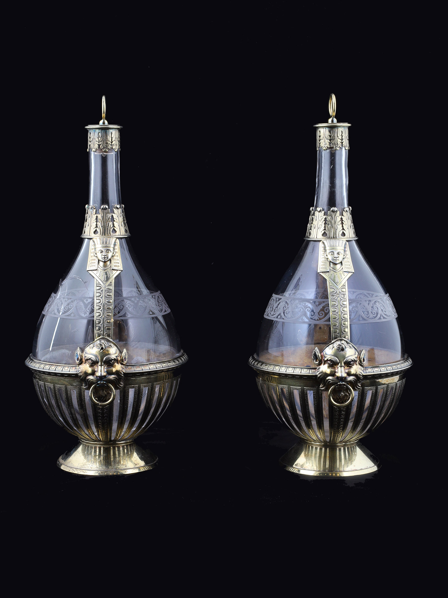 A VICTORIAN GILT-SILVER-MOUNTED DECANTER, WITH TRADE HALLMARKS BY GEORGE FOX, LONDON, 1872