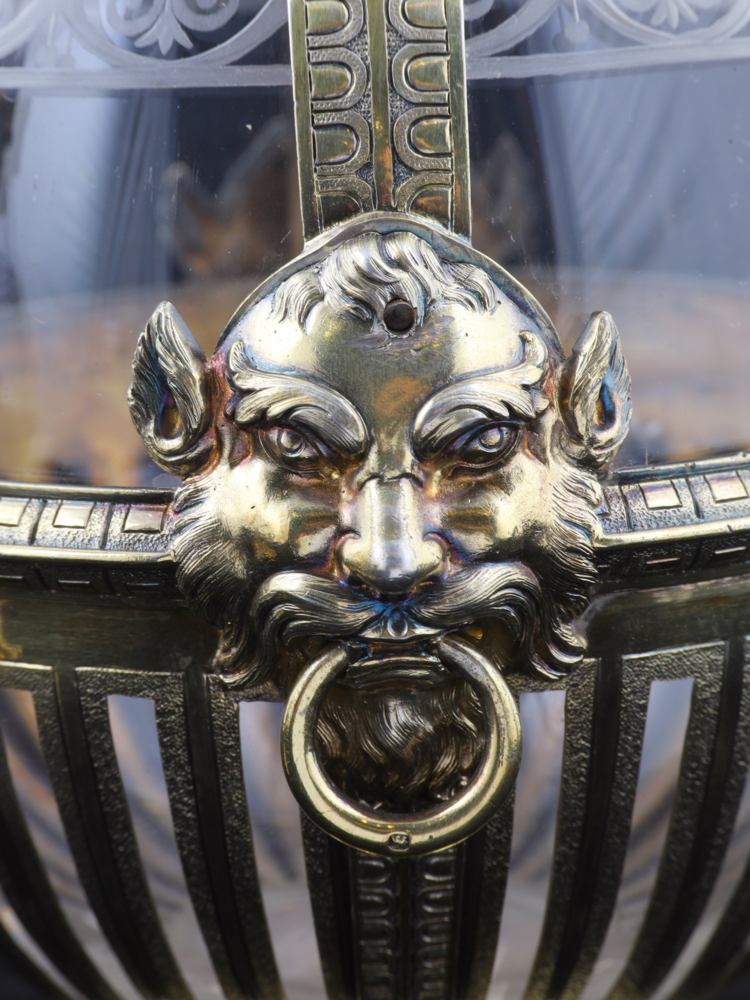 A VICTORIAN GILT-SILVER-MOUNTED DECANTER, WITH TRADE HALLMARKS BY GEORGE FOX, LONDON, 1872