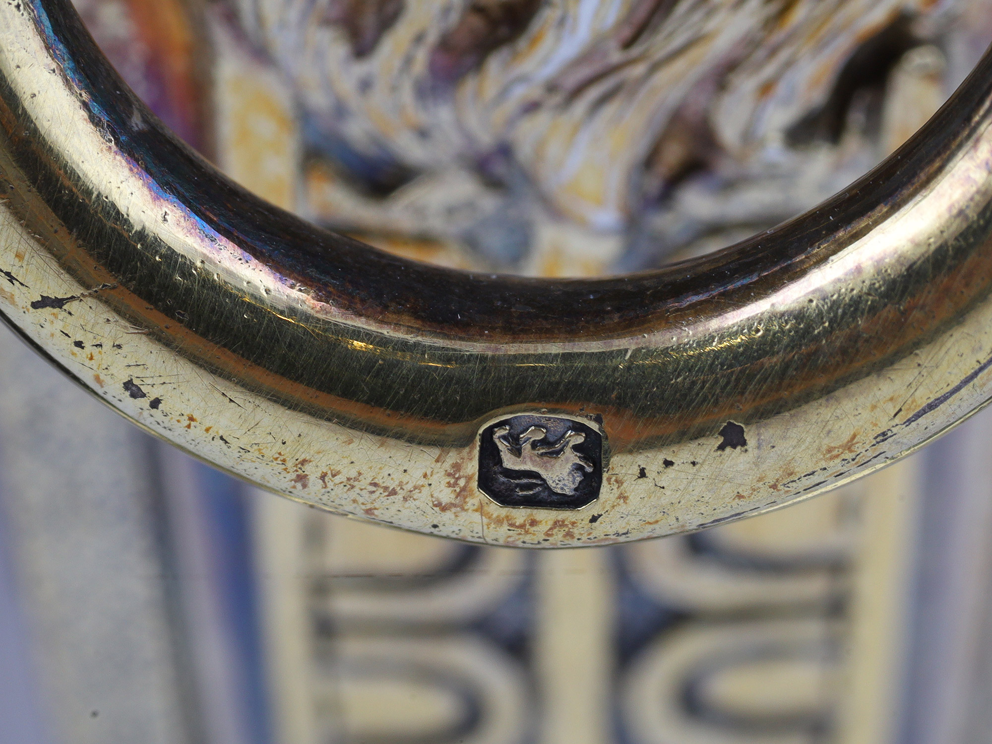 A VICTORIAN GILT-SILVER-MOUNTED DECANTER, WITH TRADE HALLMARKS BY GEORGE FOX, LONDON, 1872