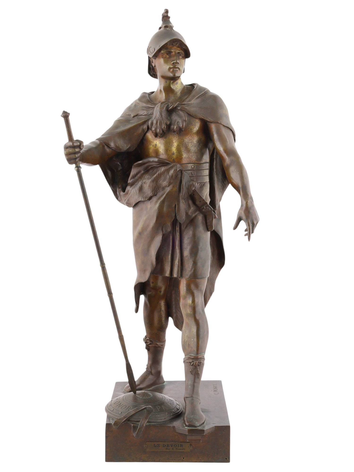 AN EARLY 20TH C LE DEVOIR BRONZE SCULPTURE AFTER EMILE PICAULT