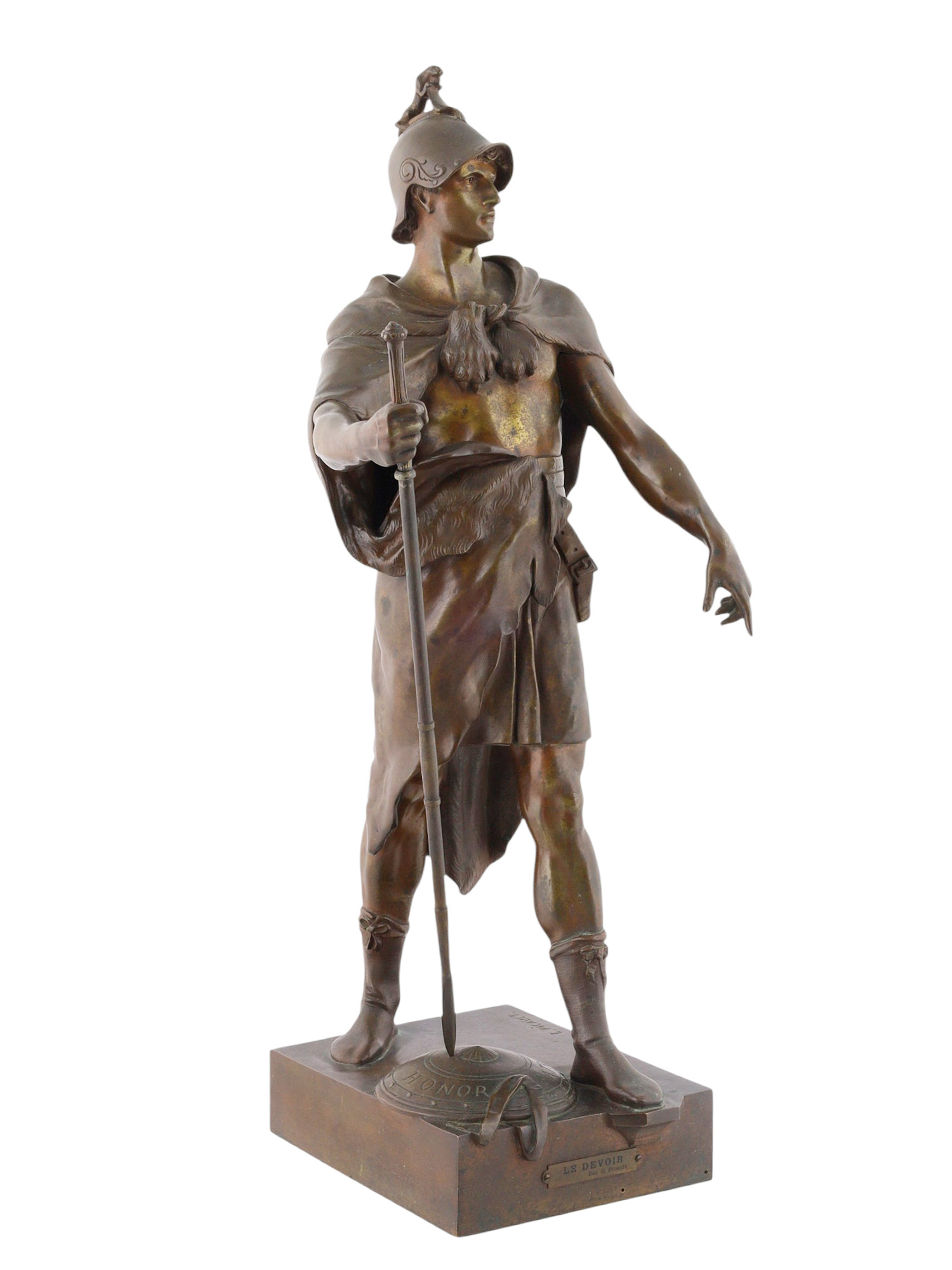 AN EARLY 20TH C LE DEVOIR BRONZE SCULPTURE AFTER EMILE PICAULT