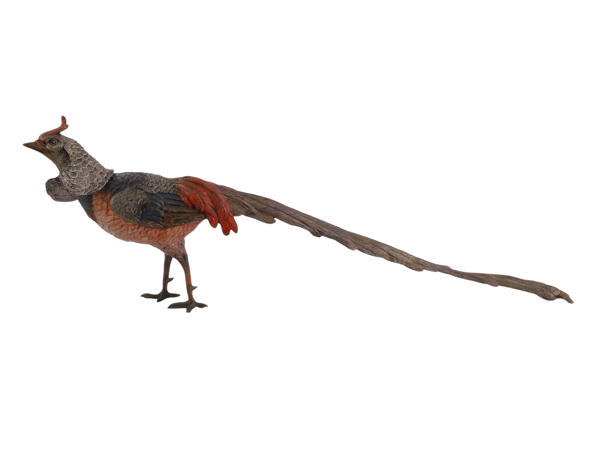 A PAIR OF VIENNA BRONZE COLD-PAINTED PHEASANTS, C.1900