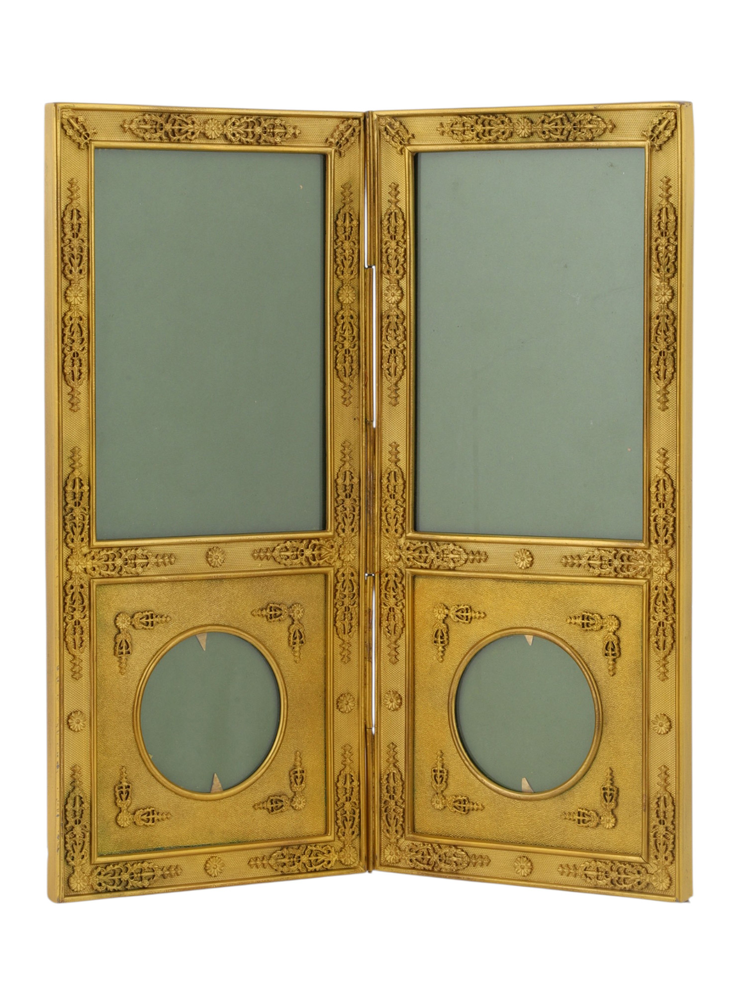 A FRENCH EMPIRE ORMOLU FOUR-PICTURE FRAME, 19TH CENTURY