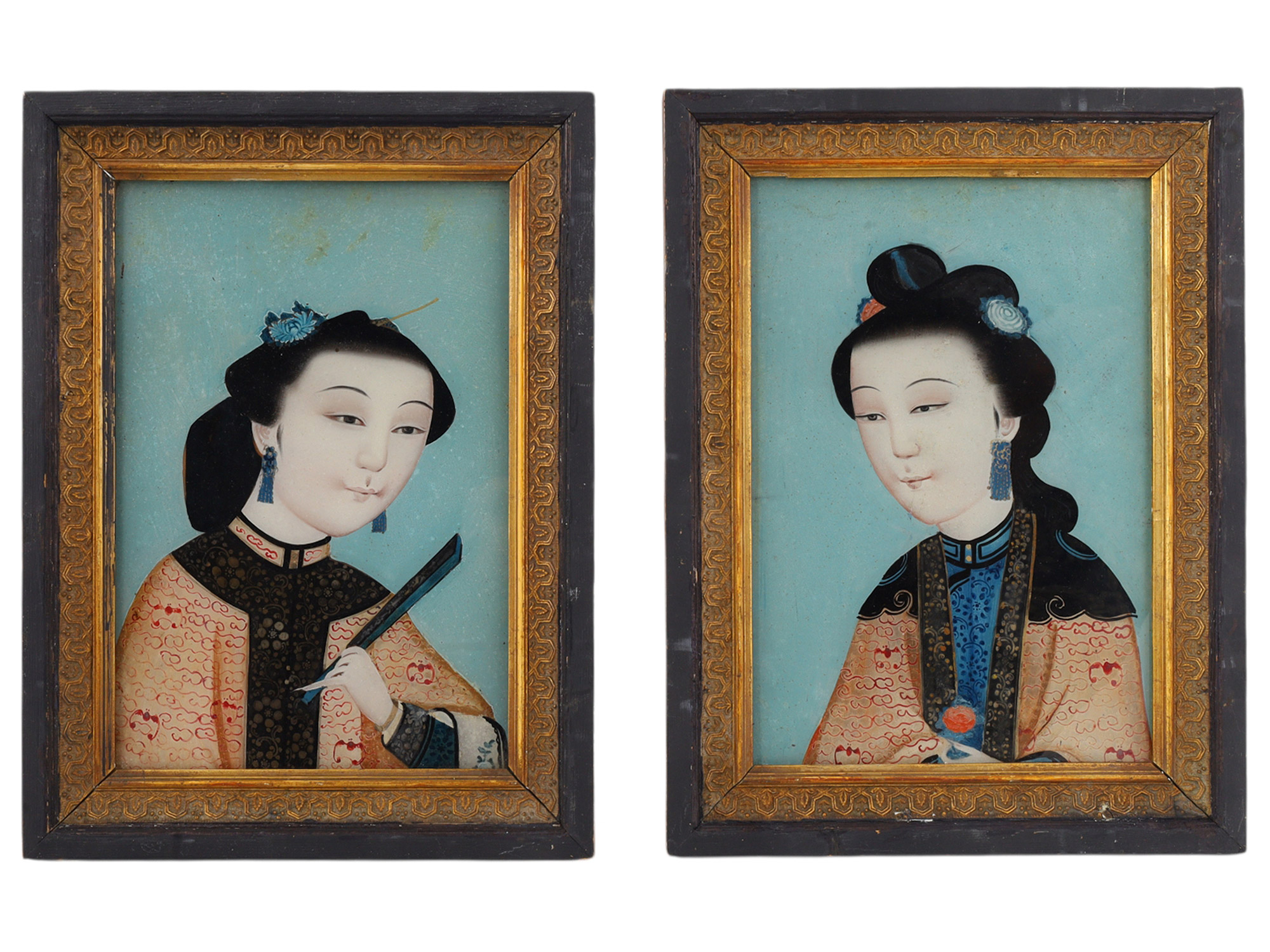 A PAIR OF REVERSE GLASS PAINTINGS, CHINA, 18TH CENTURY