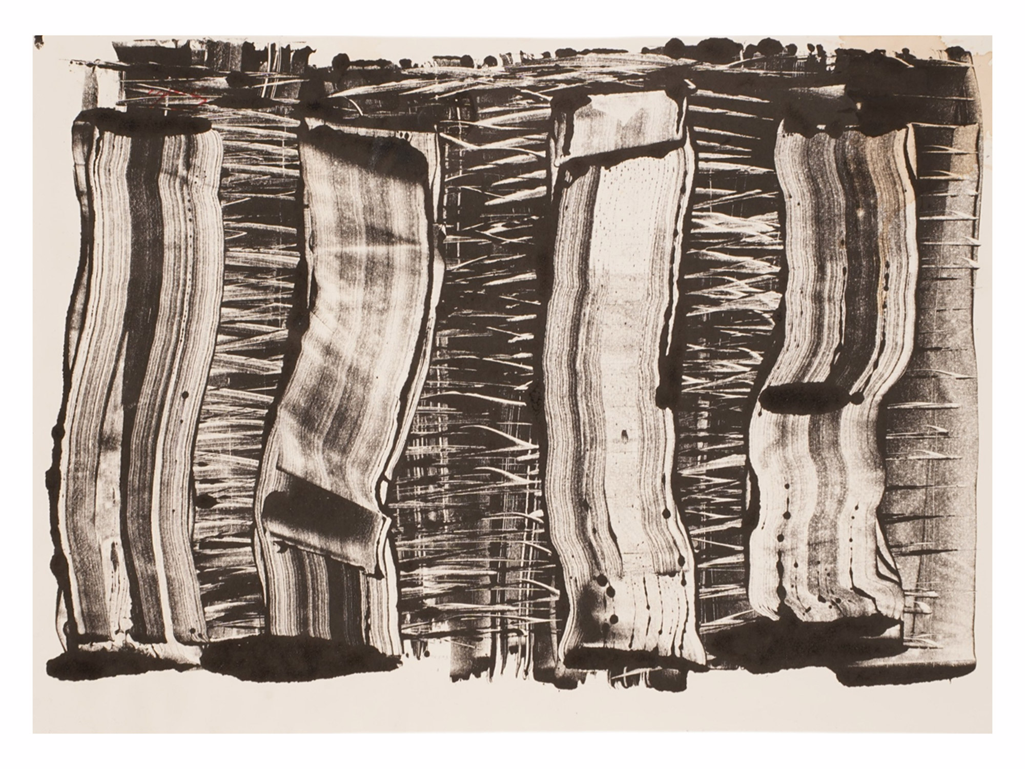 AN ABSTRACT MIXED-MEDIA WORK ON PAPER, AFTER BEHJAT SADR, IRANIAN