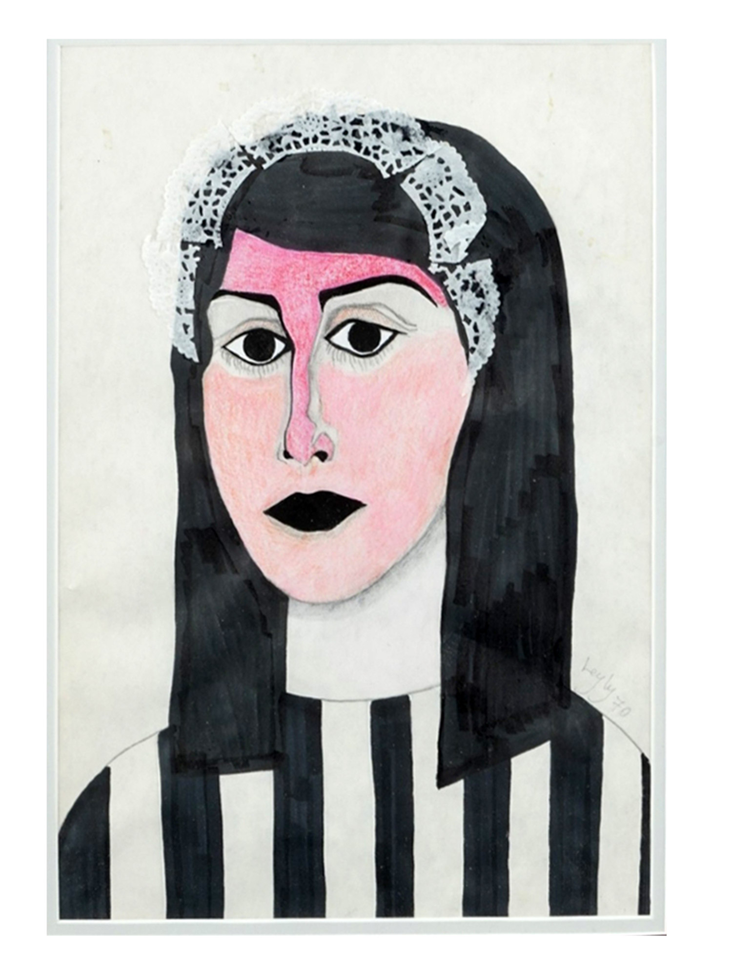 A MODERNIST PORTRAIT BEARING A SIGNATURE "LEYLY 70"