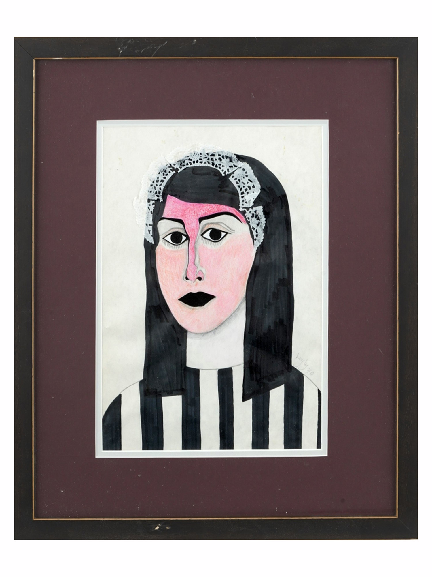 A MODERNIST PORTRAIT BEARING A SIGNATURE "LEYLY 70"