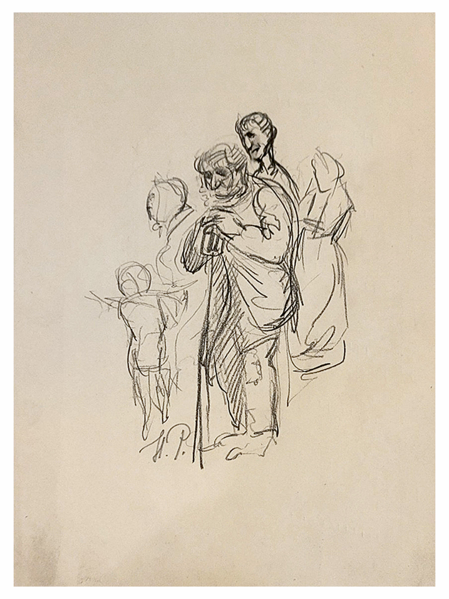 A RUSSIAN PENCIL FIGURAL STUDY, POSSIBLY ASSOCIATED WITH ILYA REPIN, LATE 19TH/EARLY 20TH CENTURY
