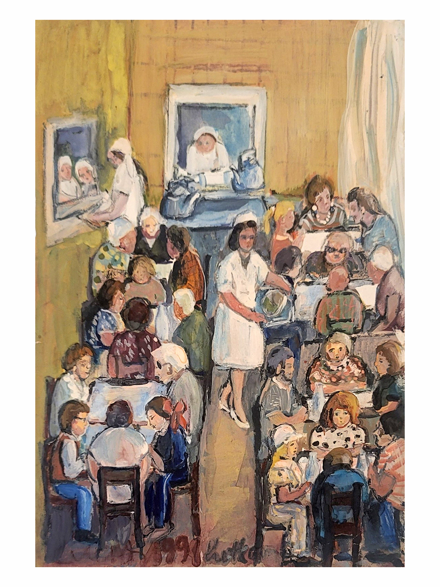 NATTA KONYSHEVA (RUSSIAN, 1935-2022), CROWDED CAFE INTERIOR
