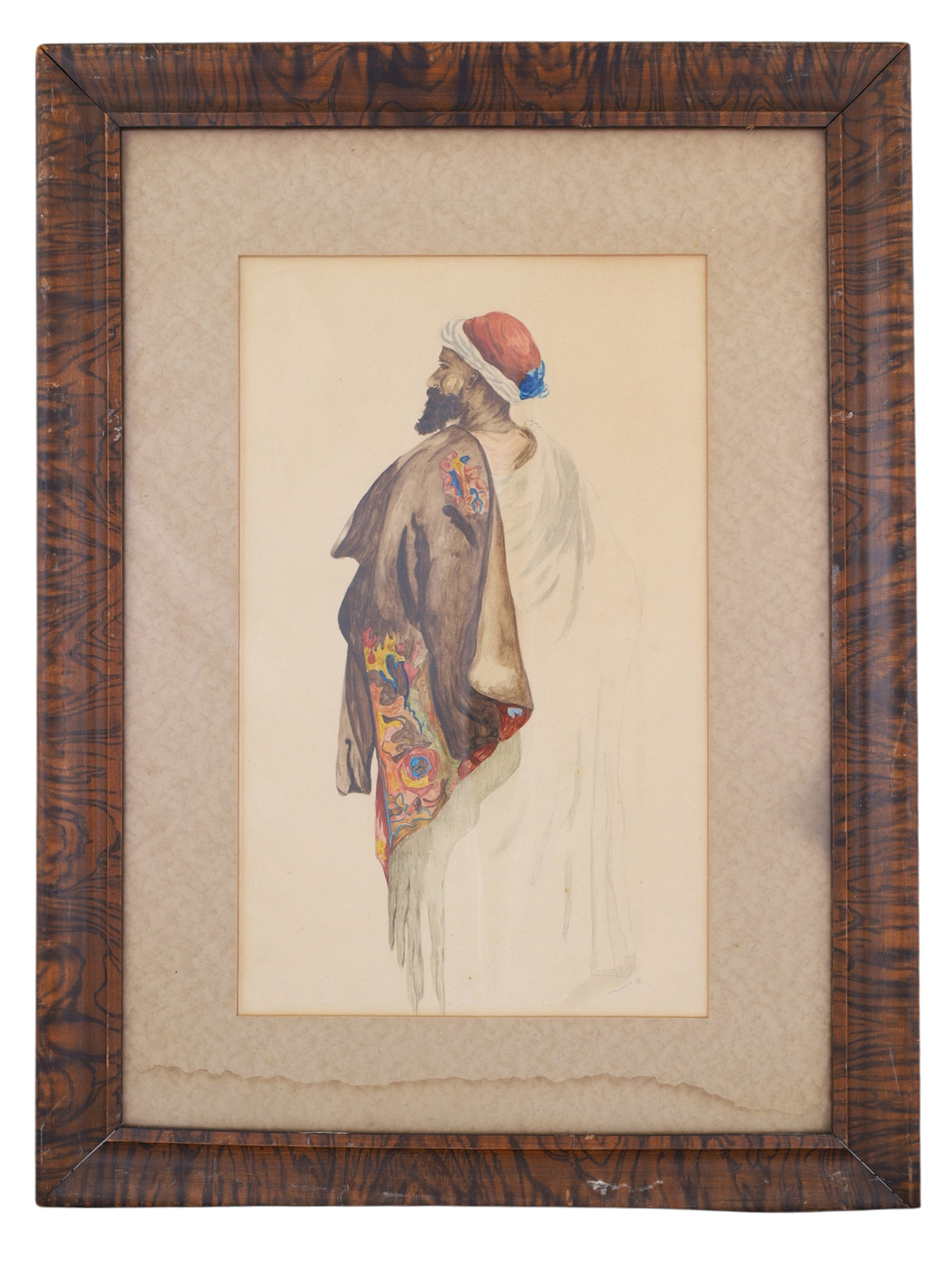 RUDOLF ERNST, AUSTRIAN, WATERCOLOR AND PENCIL STUDY OF A MAN