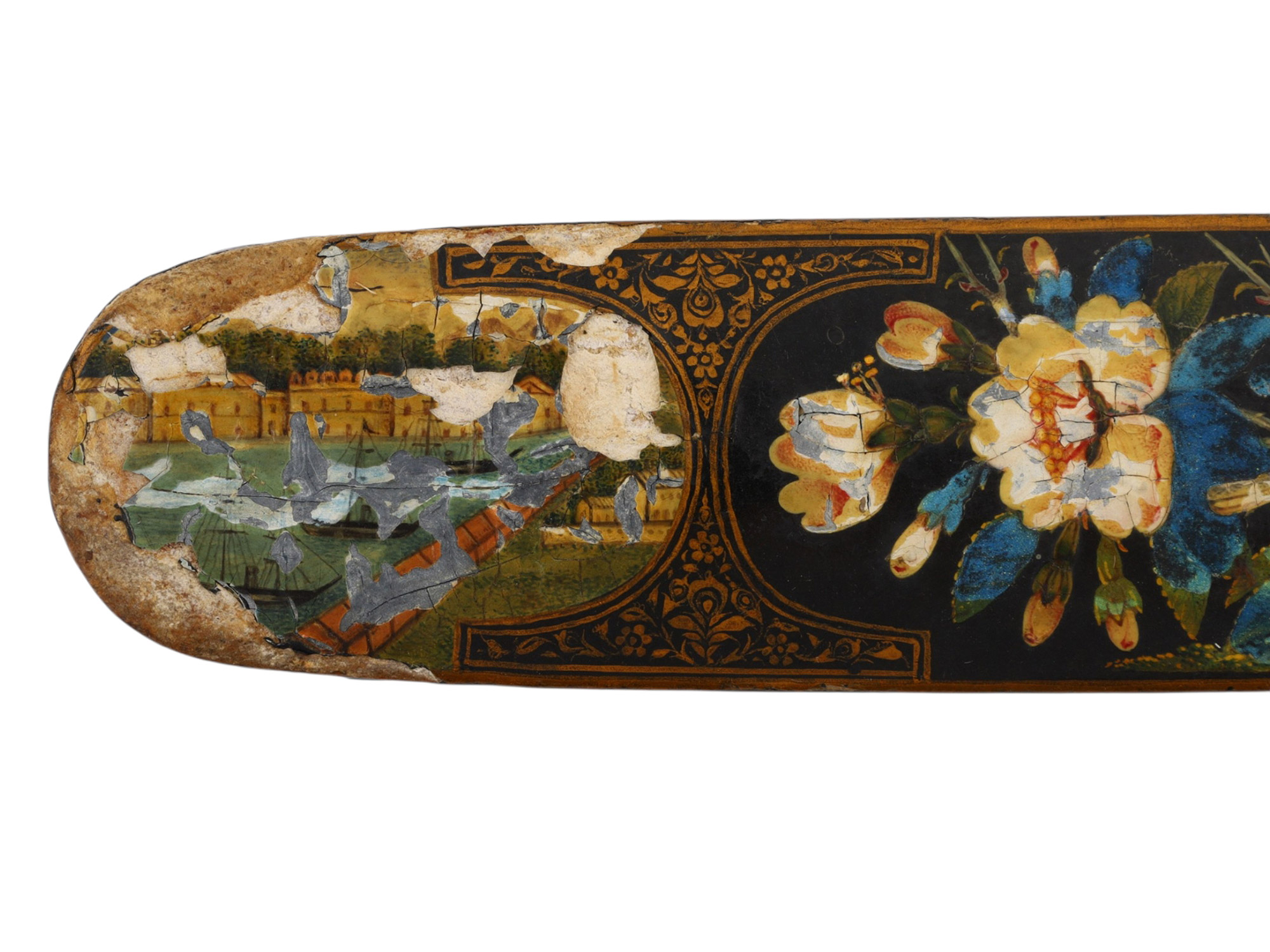 A 19TH C PERSIAN QAJAR DYNASTY LACQUERED MIRROR CASE AND PIN BOX