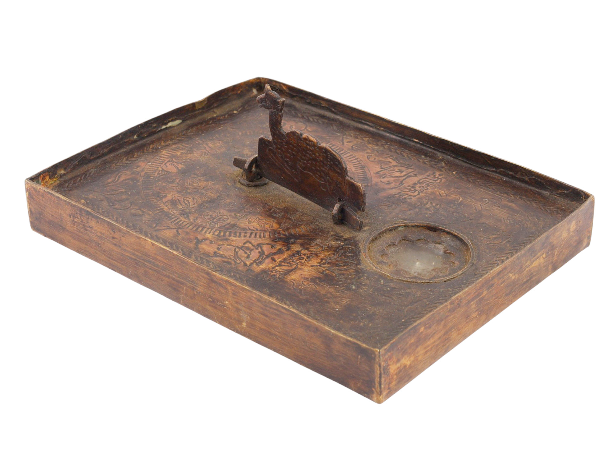 A MIDDLE EASTERN COPPER QIBLA COMPASS AND SUNDIAL, 19TH CENTURY