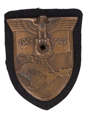 A WW2 GERMAN CRIMEAN CAMPAIGN KRIMSCHILD, C. 1940. A German WWII Crimea Campaign Shield 