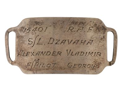 A BRITISH ROYAL AIR FORCE PILOT'S IDENTIFICATION BRACELET PLAQUE, GEORGIAN ORIGIN. A rectangular 