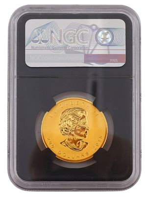 A CANADIAN $200 GOLD AND PLATINUM MAPLE LEAF COIN, 2018. Issued by the Royal Canadian Mint to 