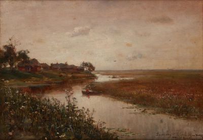 YULIY KLEVER (1850-1924)
Riverside, 1912. Signed, inscribed in Cyrillic and dated ‘Yuliy Klever 